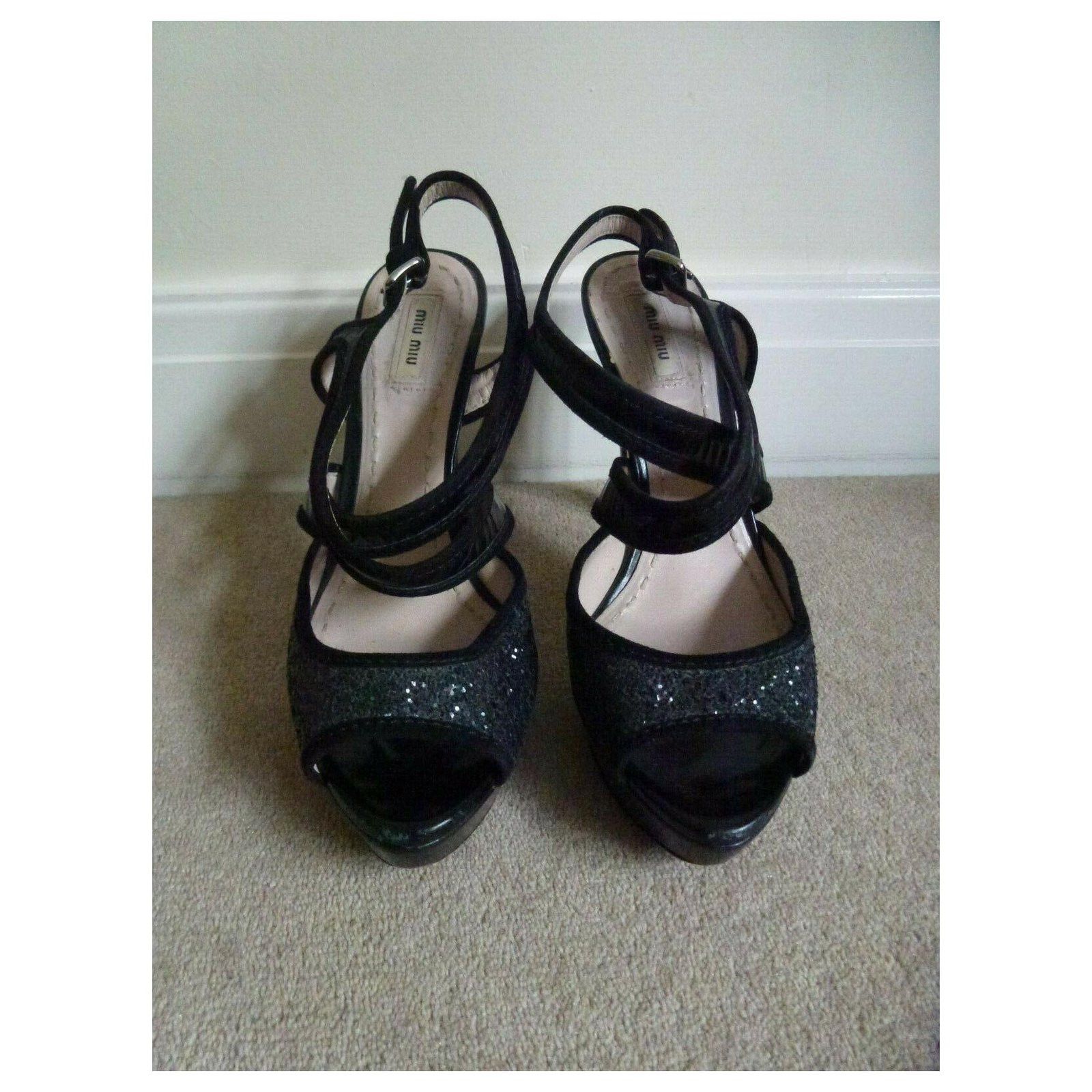 Miu Miu Glitter high heeled platform sandals Size US 9 / IT 39 - 2 Thumbnail