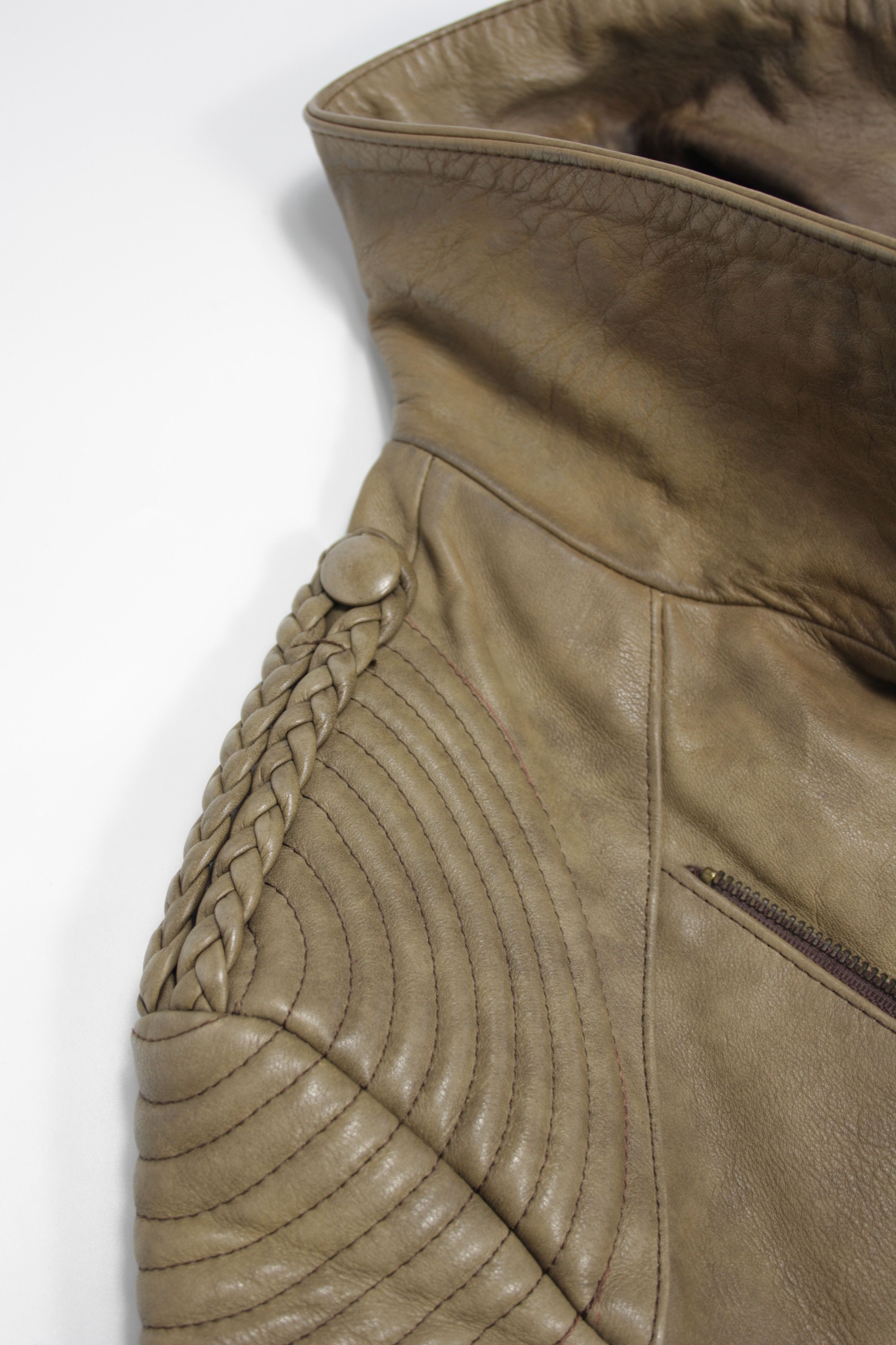 Vintage Damen 70s-80s Vintage Asymmetrical Leather Biker Jacket Size XL / US 12-14 / IT 48-50 - 8 Thumbnail