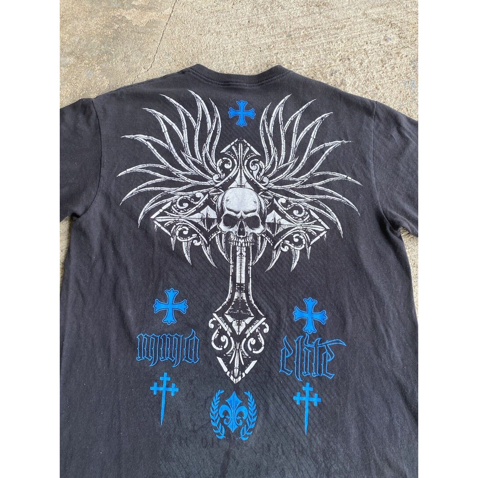 Affliction Vintage MMA Elite Large Skull Cross Gothic Tribal Shirt Size US L / EU 52-54 / 3 - 3 Thumbnail
