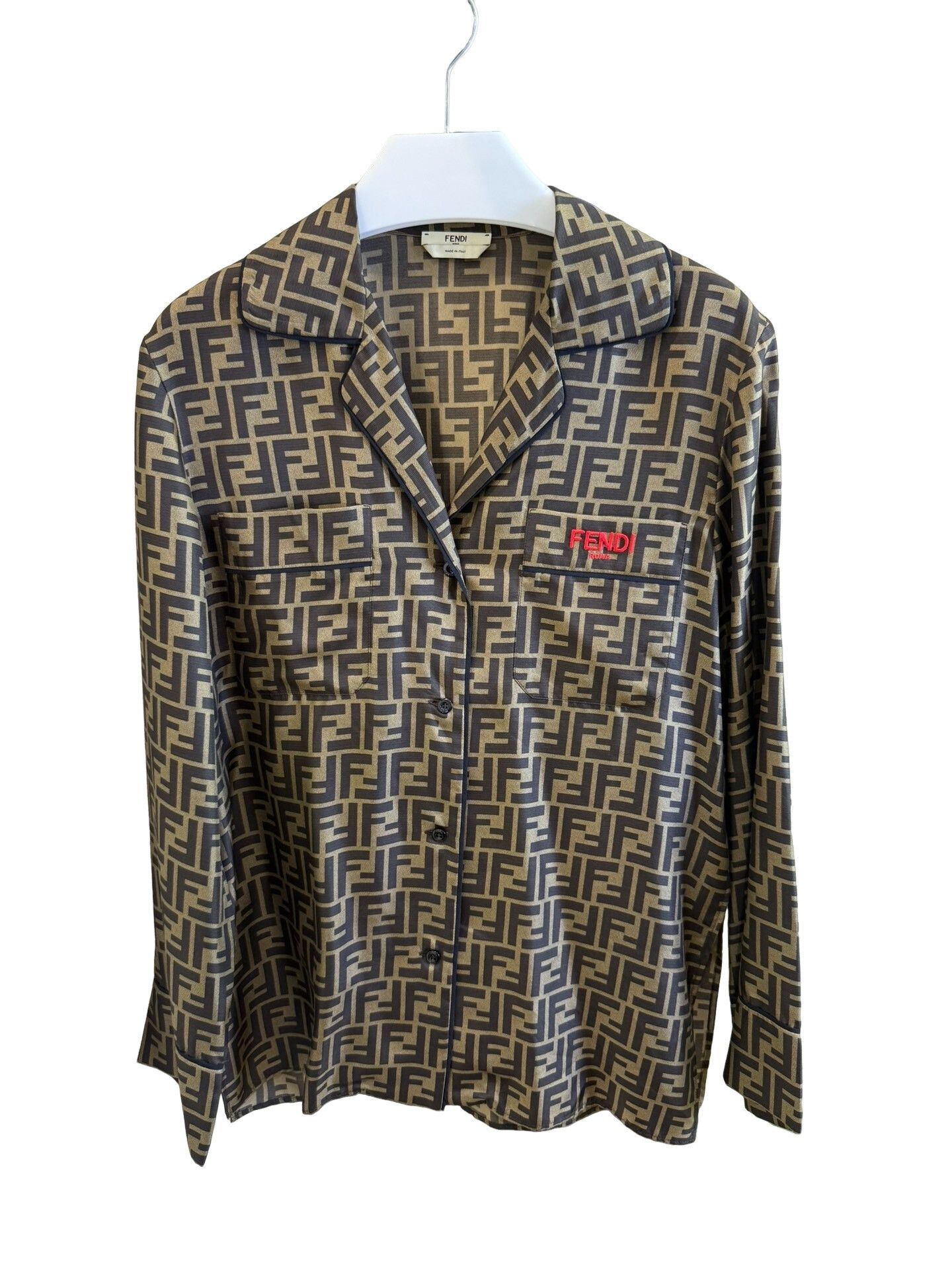 Fendi Fendi Zucca Print Silk Button Up Shirt IT 40 Size S / US 4 / IT 40 - 1 Thumbnail