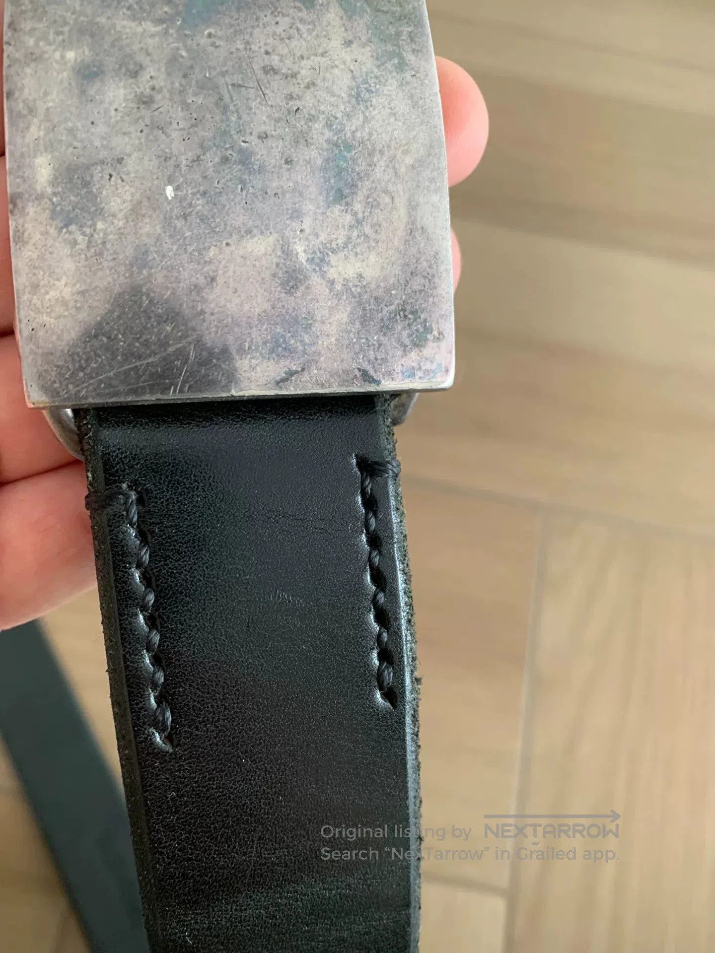 Japanese Brand black saddle leather men's belt FN. Size ONE SIZE - 7 Thumbnail
