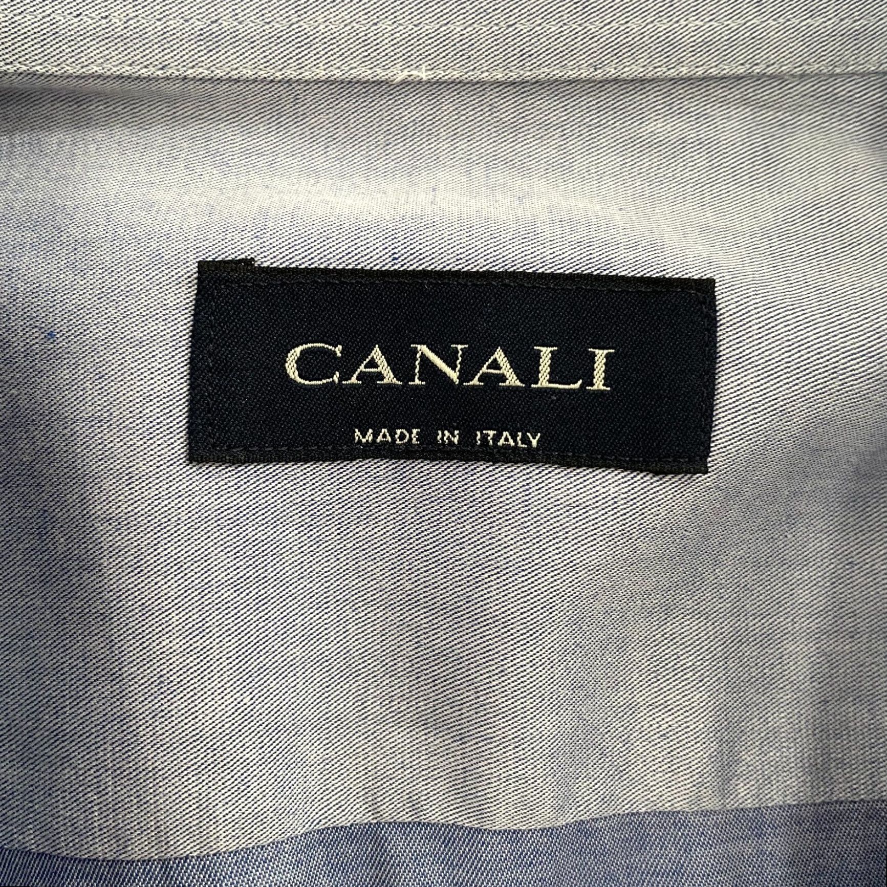Canali VINTAGE Canali Dress Shirt Men 17.5 Blue Cotton Long Sleeve Collared Italian Classic Size US XL / EU 56 / 4 - 5 Thumbnail