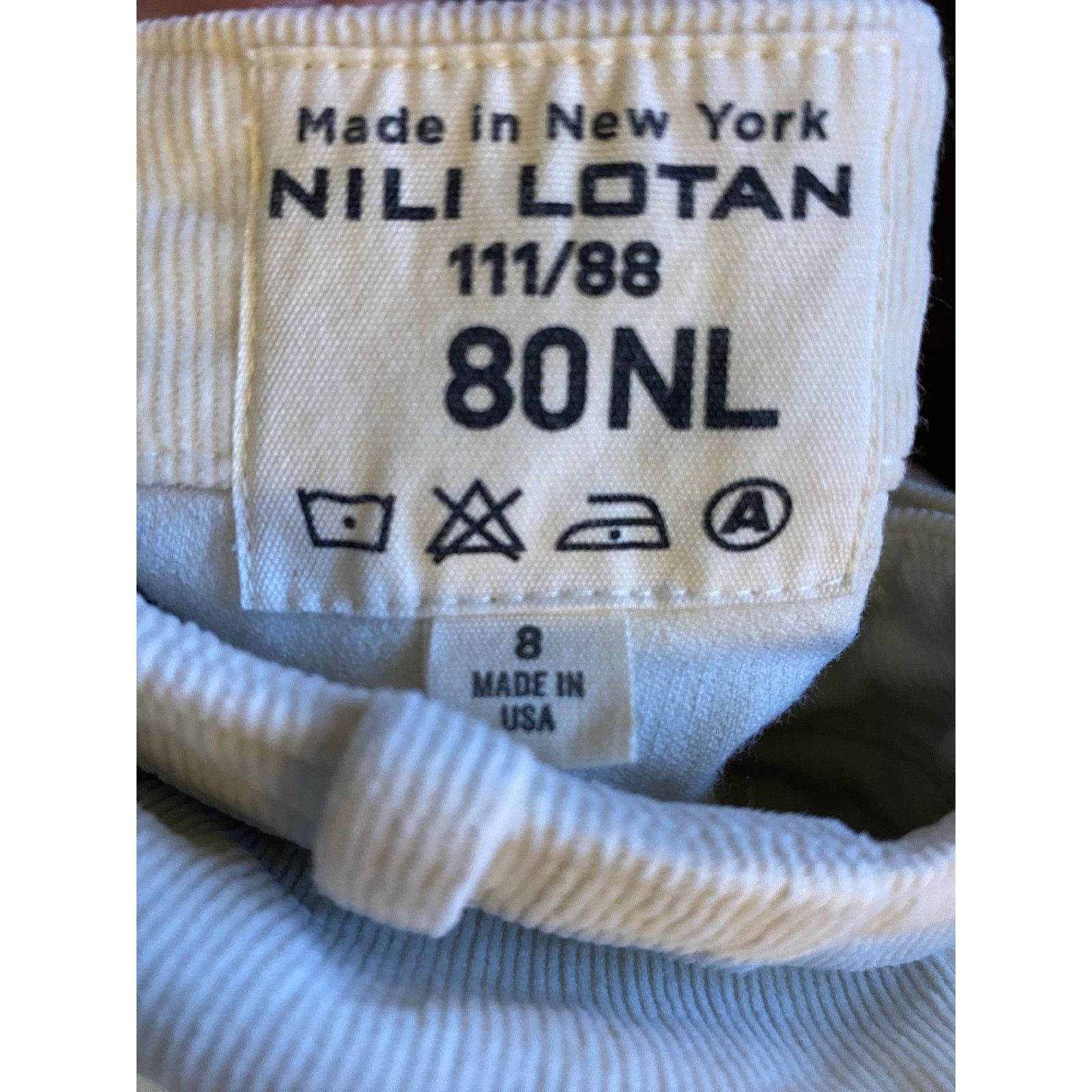 Nili Lotan NILI LOTAN $390 Jenna Corduroy Pant Winter White Womens 8 Size 30" / US 8 / IT 44 - 3 Thumbnail