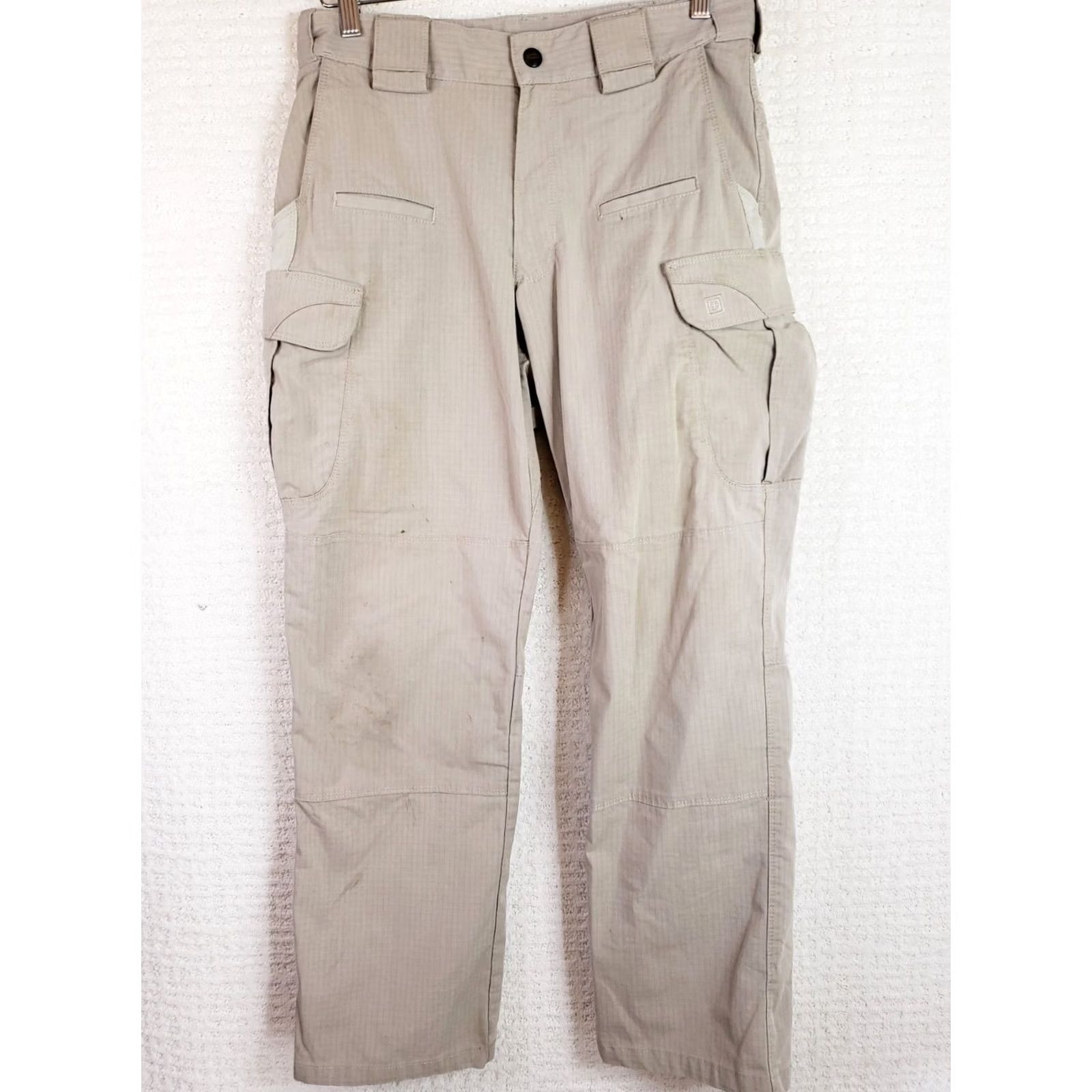 Vintage 5.11 Tactical Series Pants Men 30x30 Workwear Khaki Beige Cargo Pocket Flat Front Ripstop Cotton Poly Blend Mid Rise Straight Leg 30 In inseam Mens Size US 30 / EU 46 - 2 Thumbnail