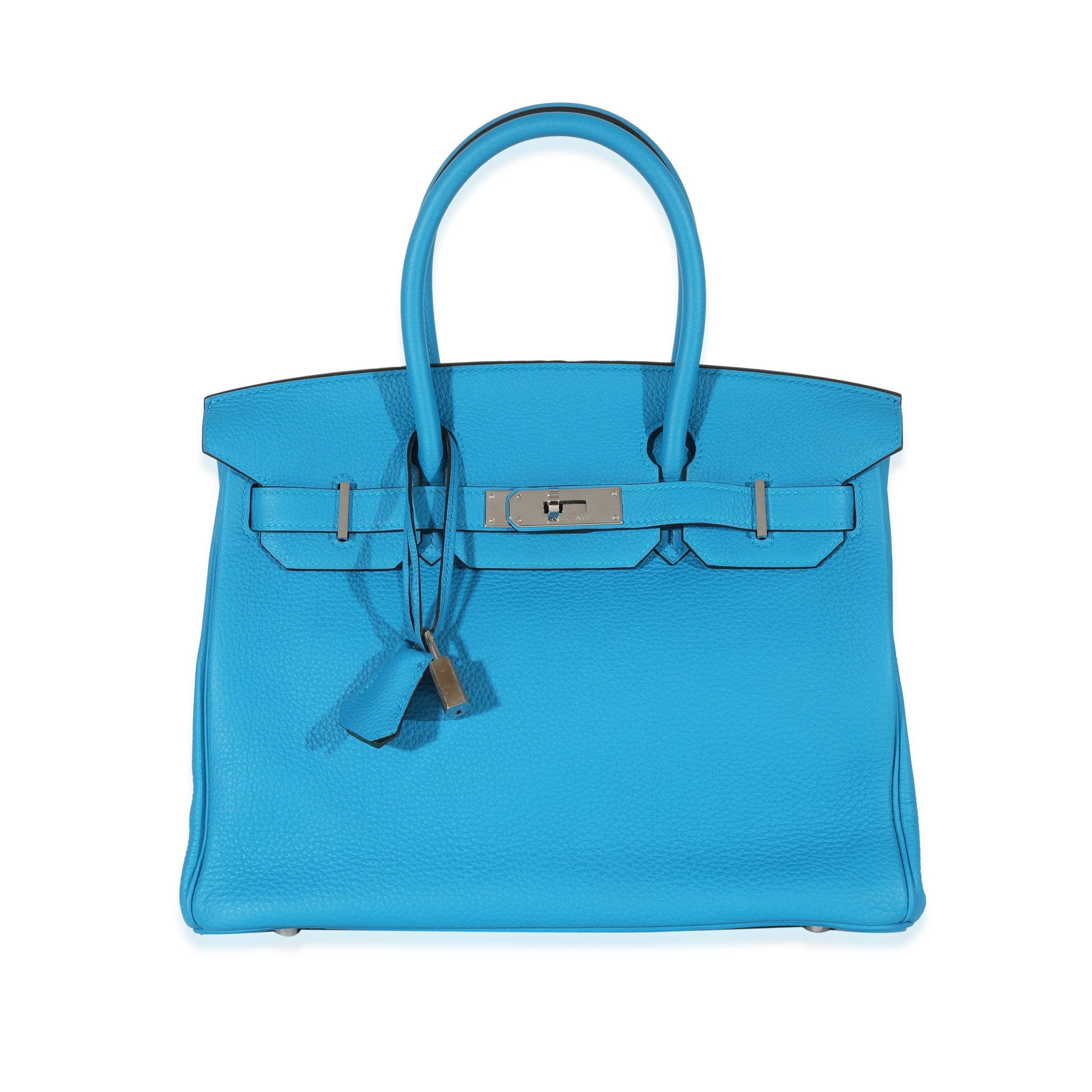 image of Hermes Bleu Zanzibar Malachite Togo Verso Birkin 30 Phw in Blue, Women's