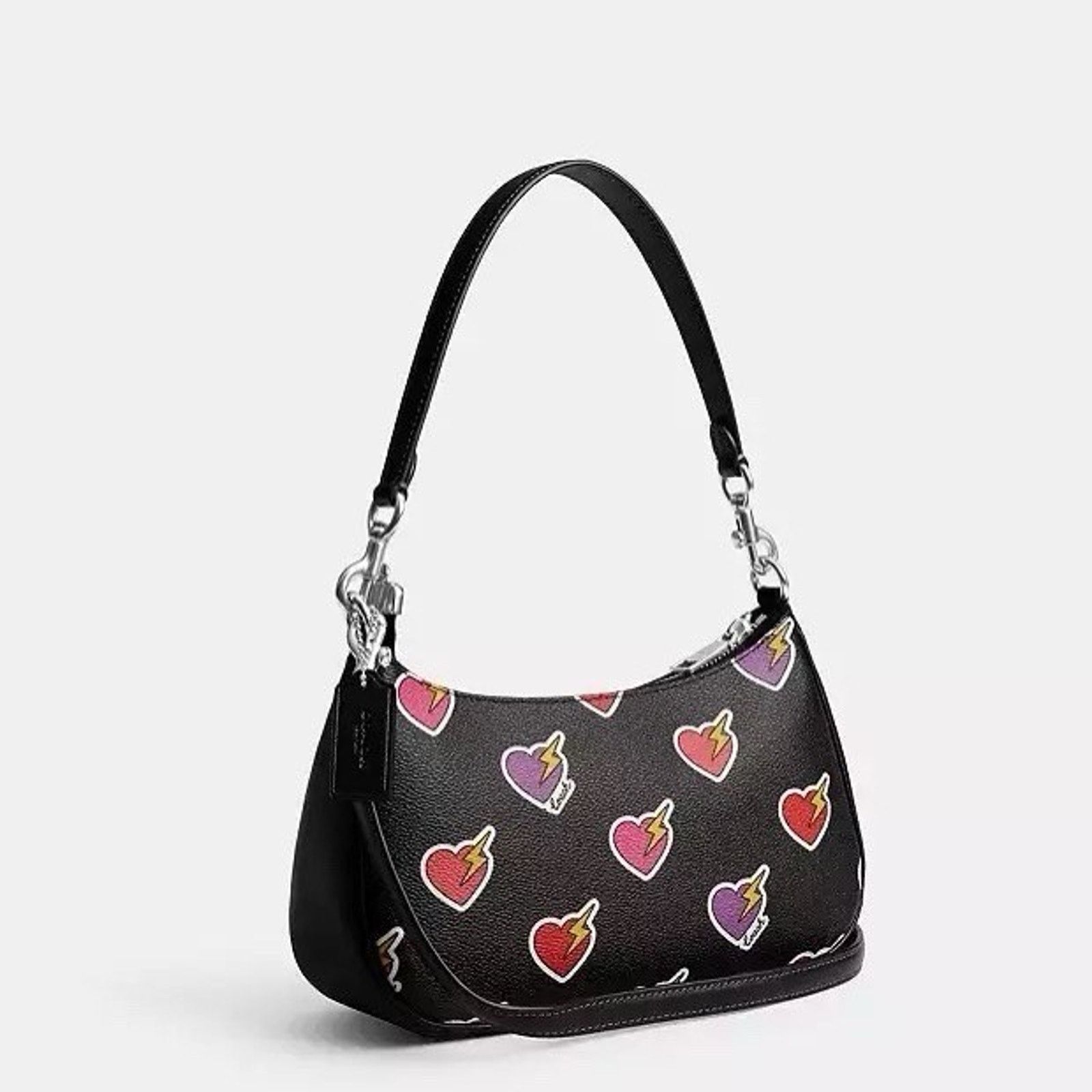 Coach Nwt Coach Teri Shoulder Bag Heart Bolt CY346 Silver/Black Size ONE SIZE - 11 Thumbnail