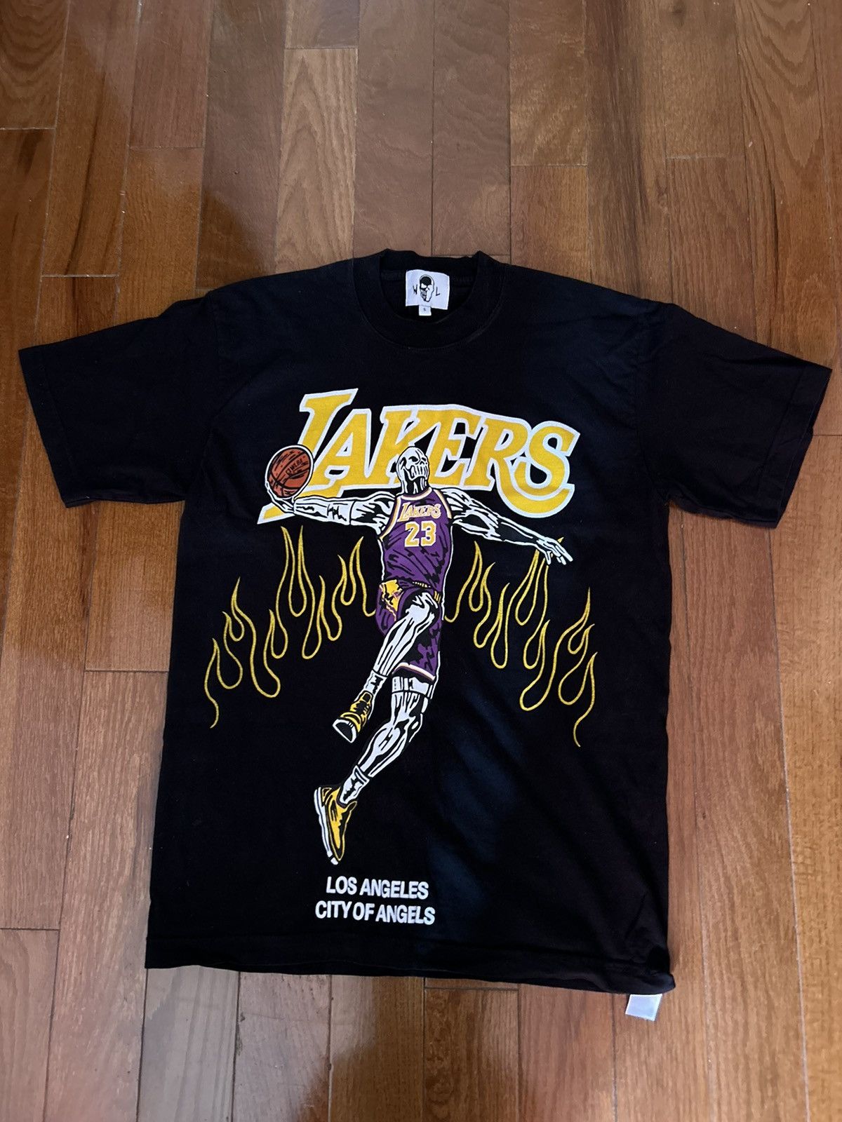 image of Warren Lotas Lakers Lebron Tee in Black, Men's (Size Small)