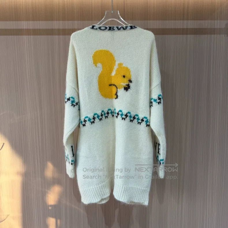 Loewe Loewe Mohair jacquard squirrel back letter logo knitted ca Size S / US 4 / IT 40 - 2 Thumbnail