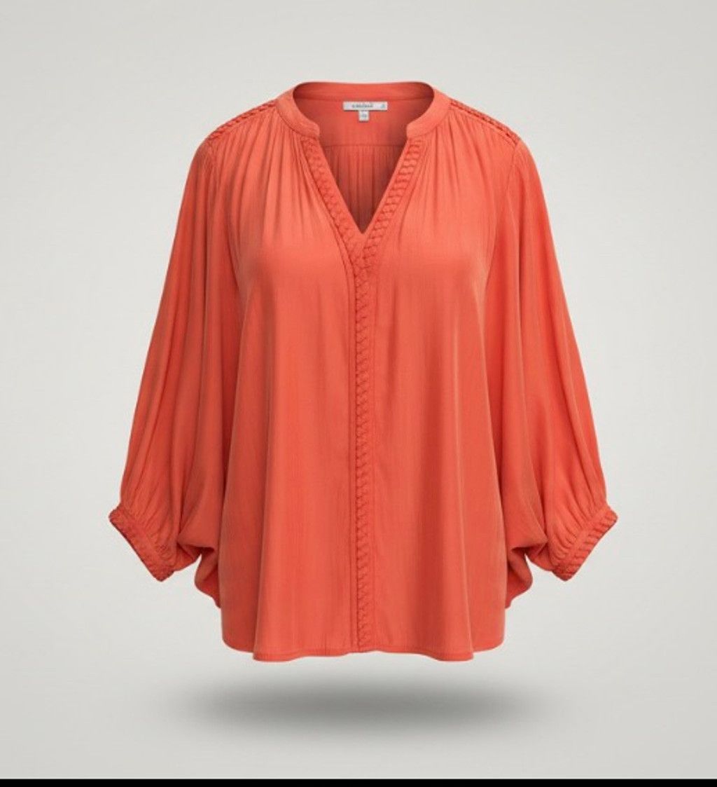 Chicos Romantic Coral Balloon Sleeve Blouse | Cottagecore Boho Size M / US 6-8 / IT 42-44 - 1 Thumbnail