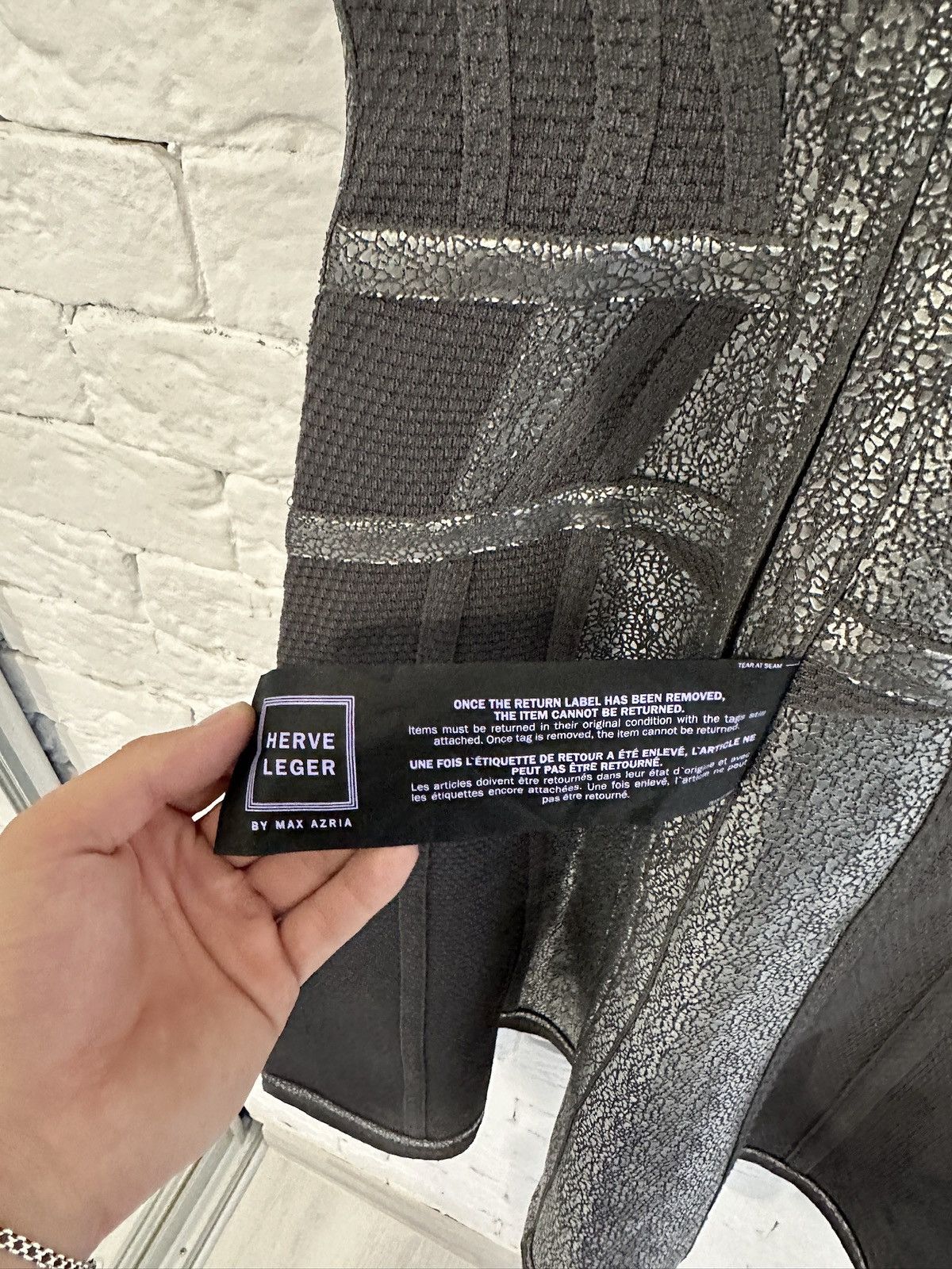 Herve Leger Herve Leger by Max Azria Bodycon Dress XXS Black Silver NWOT Size XXS / US 00 / IT 34 - 10 Thumbnail