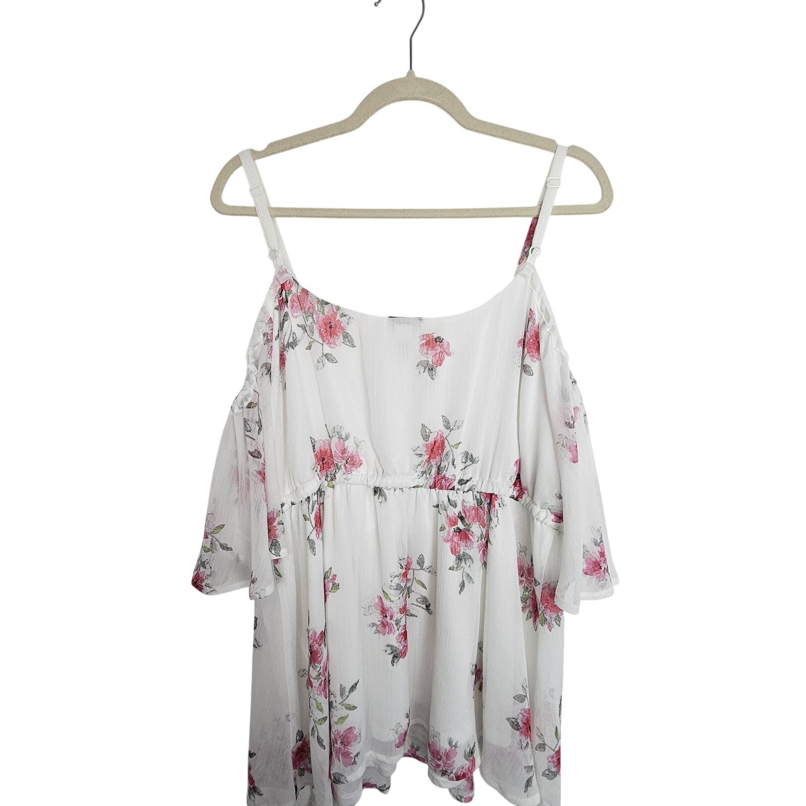Torrid Torrid Womens Floral Cold Shoulder Top Plus Size 2X Ruffle Size XXL / US 16-18 / IT 52-54 - 8 Thumbnail