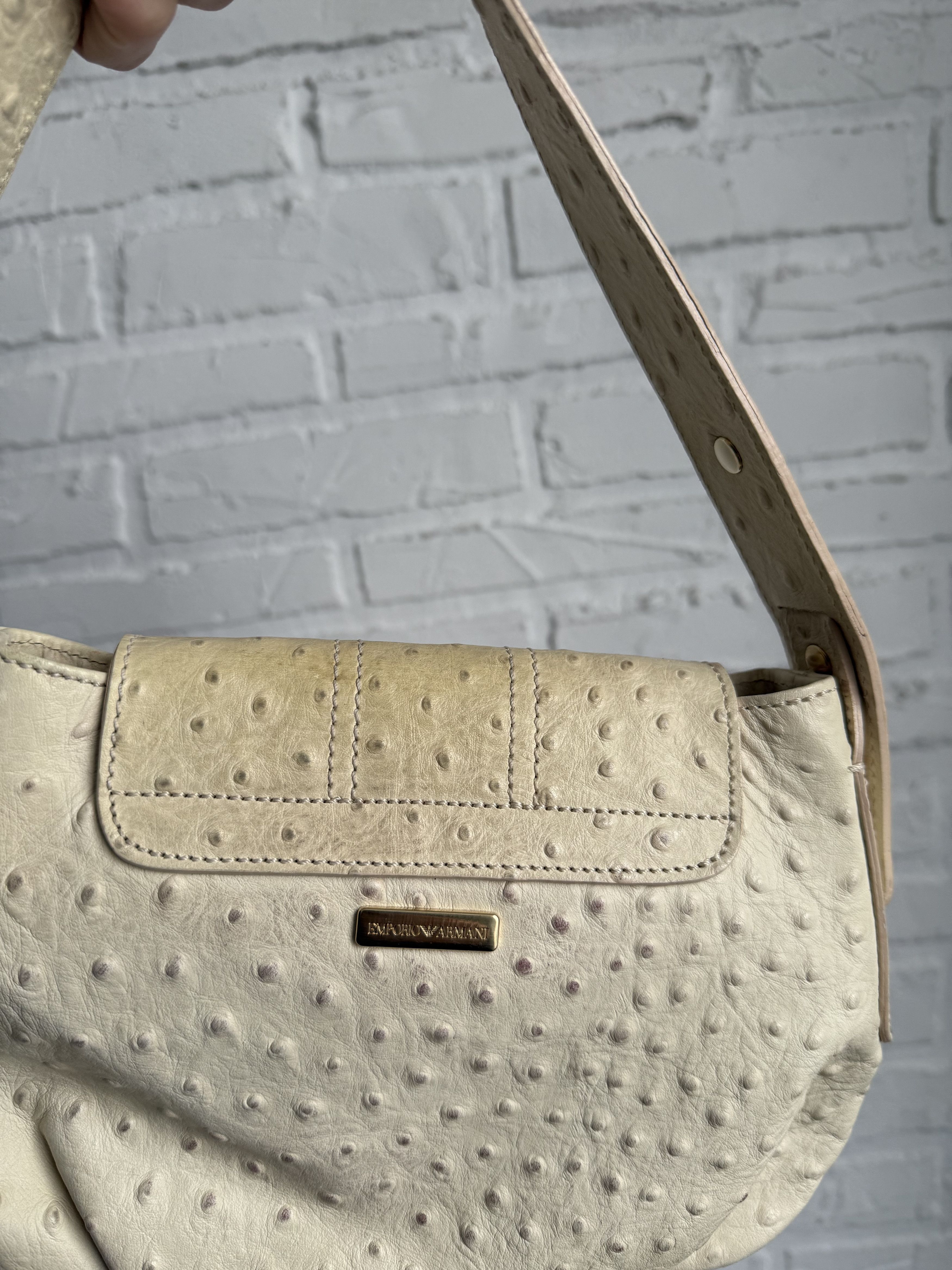 Emporio Armani Vintage 2000s Emporio Armani ostrich leather hand bag Size ONE SIZE - 2 Thumbnail