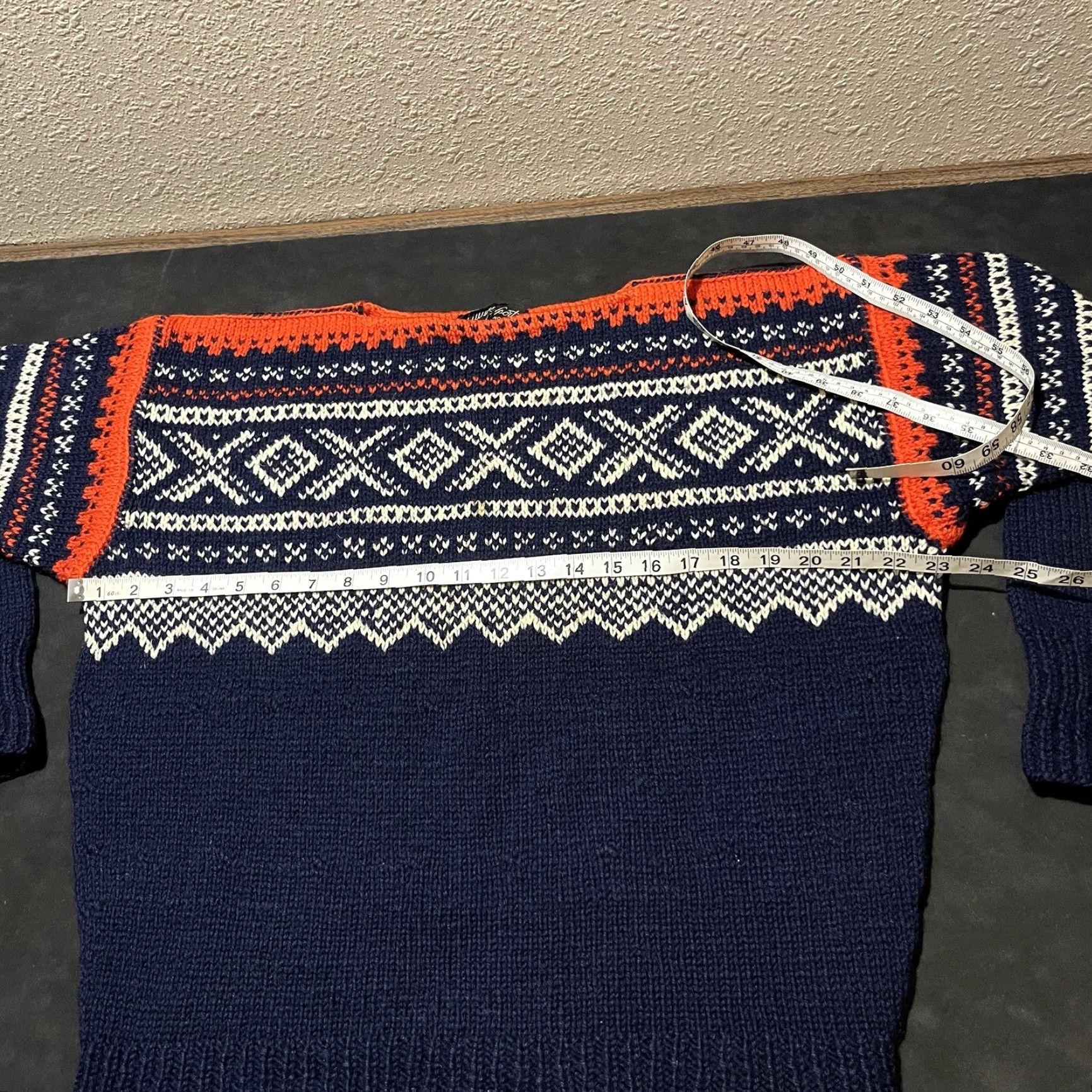 VINTAGE MAURTUA Norway Fair Isle Sweater Cable-Knit Wool Multicolor Crew Neck Long Sleeve Men XL Pullover Nordic Skiing Classic Logo Winter