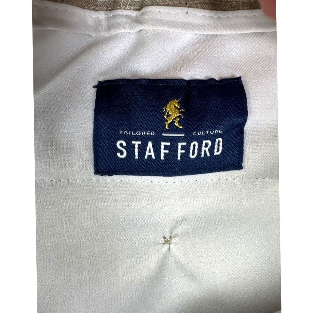 Stafford Stafford Pants Men 38 Tan Striped Regular Tailored Jogger Drawstring Pleated NEW Size US 38 / EU 54 - 5 Thumbnail