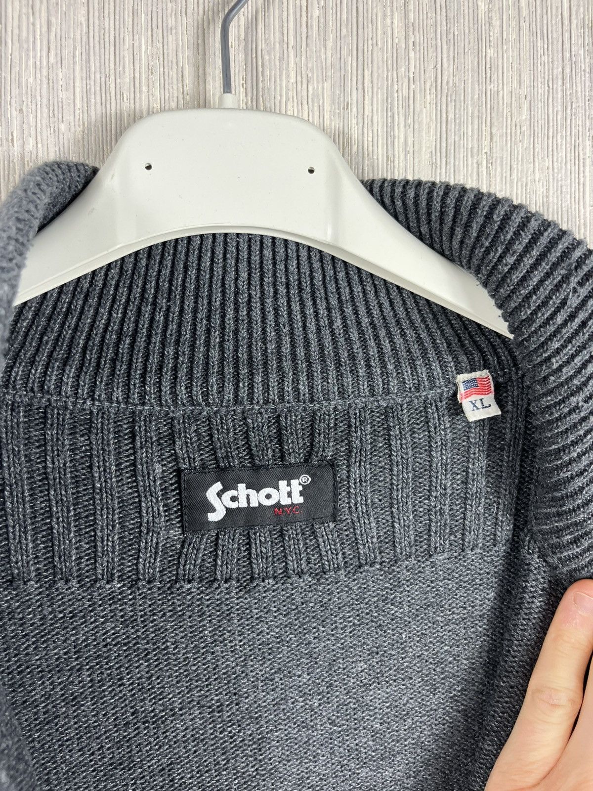 Schott × Vintage Vintage Schott NYC zip knitted sweater button up knit hoodie Size US XL / EU 56 / 4 - 17 Thumbnail