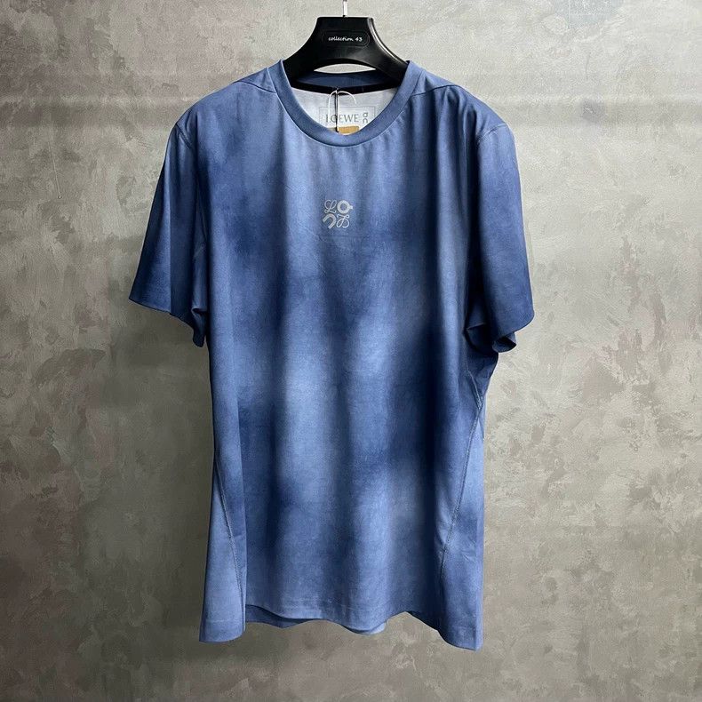 Loewe LOEWE Blue Tie-Dye Logo Print Short Sleeve Size L / US 10 / IT 46 - 1 Thumbnail