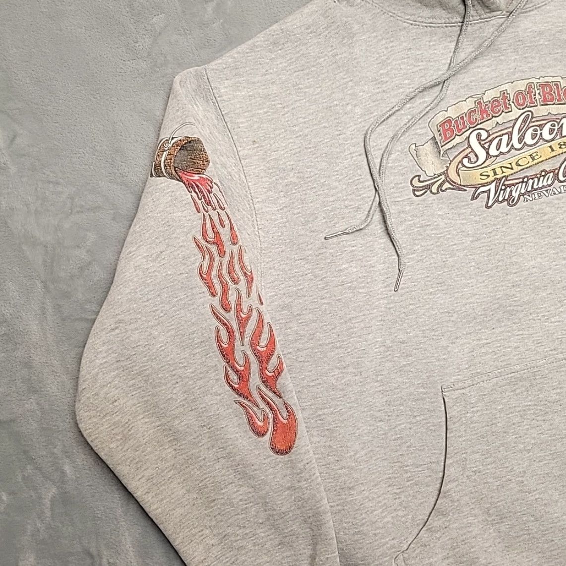Vintage VTG Bucket of Blood Saloon Hoodie Men L Gray Hooded Sweatshirt Y2K Virginia City Size US L / EU 52-54 / 3 - 3 Thumbnail