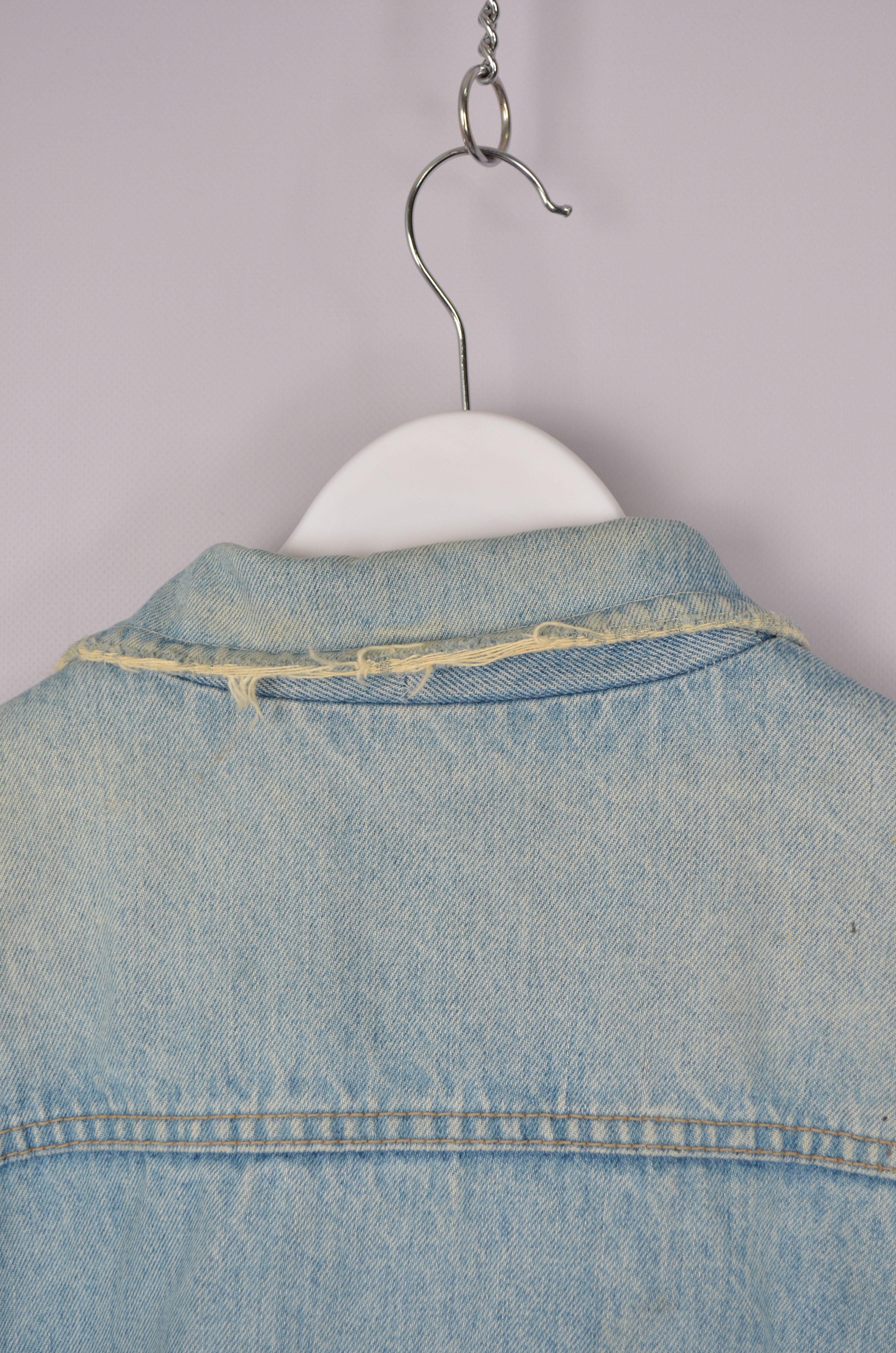 Big John × Vintage Vintage 90s Big-John Denim Trucker Sherpa Blue Jacket RARE Size US L / EU 52-54 / 3 - 15 Thumbnail