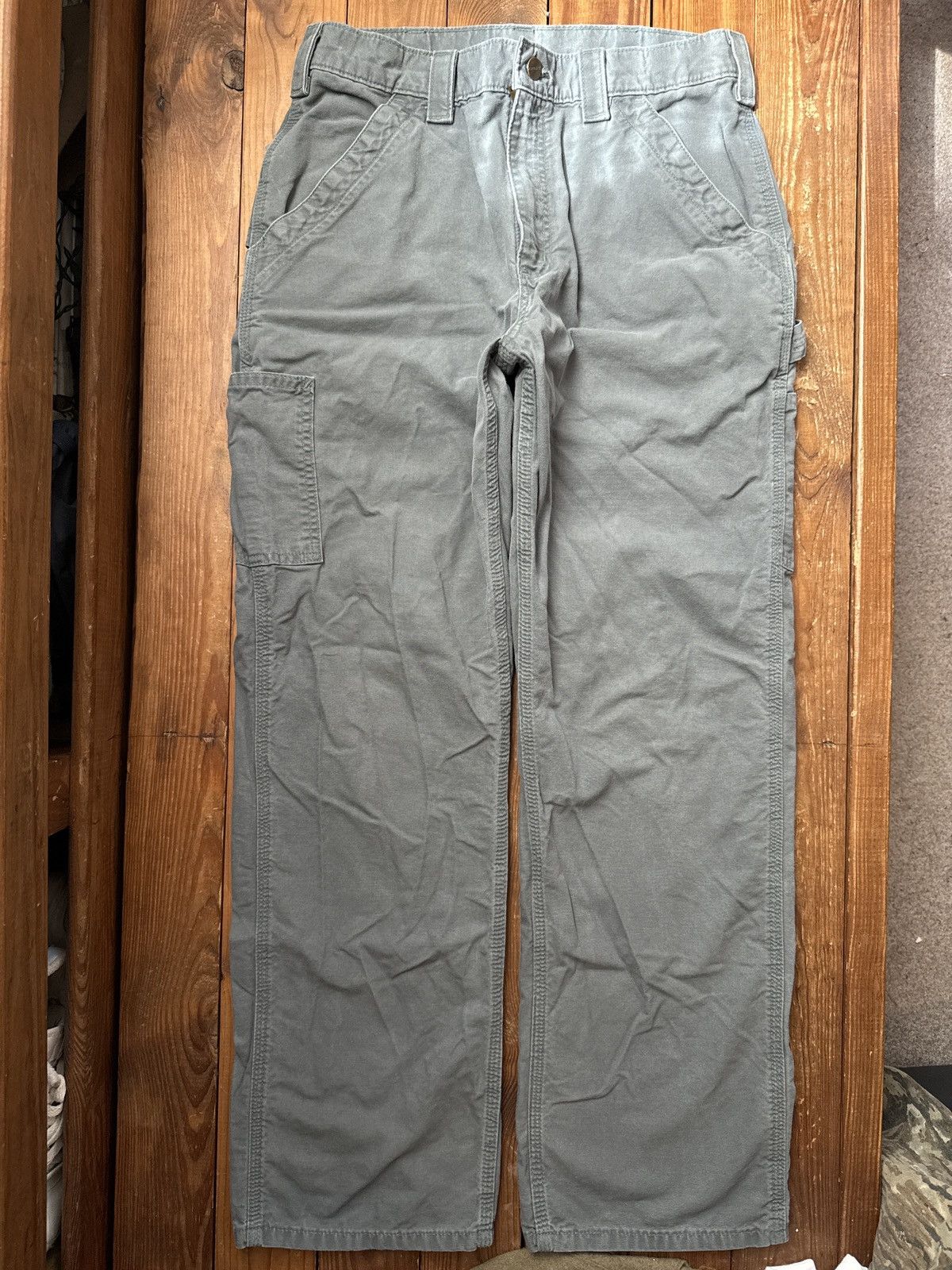 Carhartt × Vintage Vintage 90s Carhartt Grey Carpenter Pants Size US 31 - 2 Thumbnail