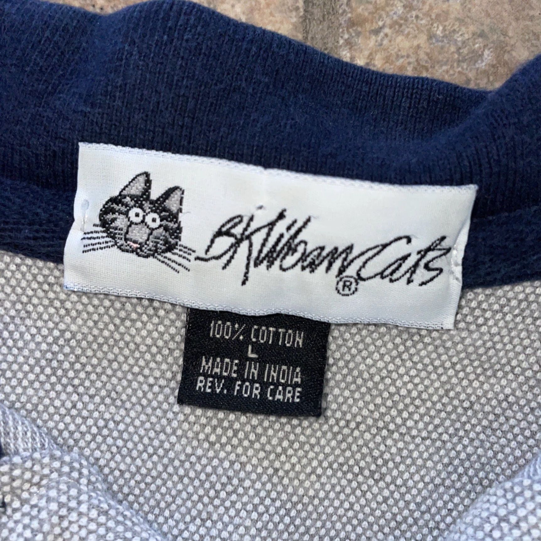 Vintage VTG B Klibin Cats 100% Cotton Polo Golf Shirt Mens Size L Gray Polo Men's L Cat Golf Shirt Size US L / EU 52-54 / 3 - 4 Thumbnail