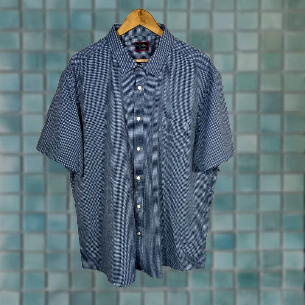 UNTUCKit UNTUCKit Benham SS Shirt Mens 3XL Blue Geometric Performance Stretch Button-Up Short Sleeve Size US XXL / EU 58 / 5 - 1 Thumbnail
