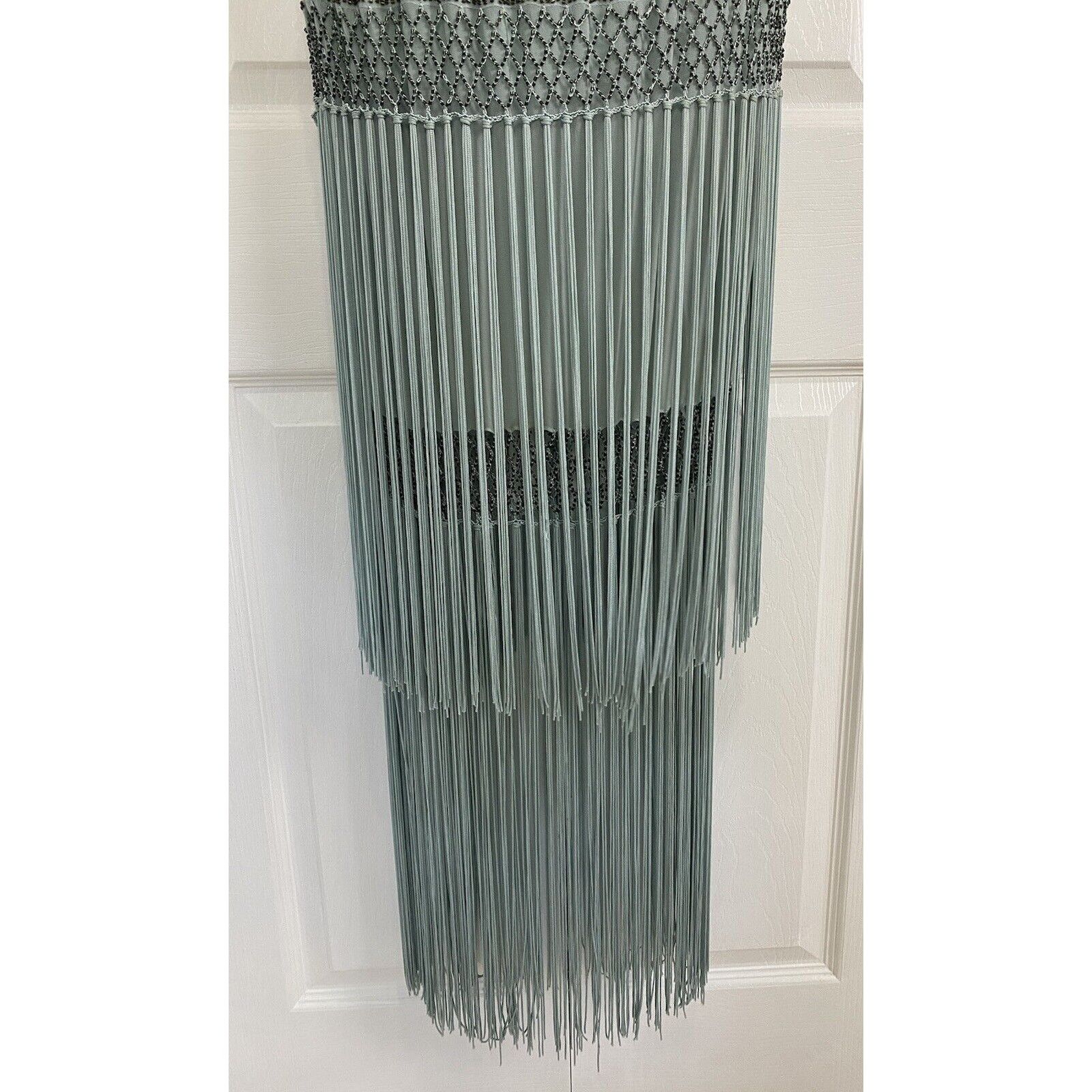 Other Cache Silk Beaded Fringe Floral Sequins Dress 10 Y2K Blue Size L / US 10 / IT 46 - 5 Thumbnail