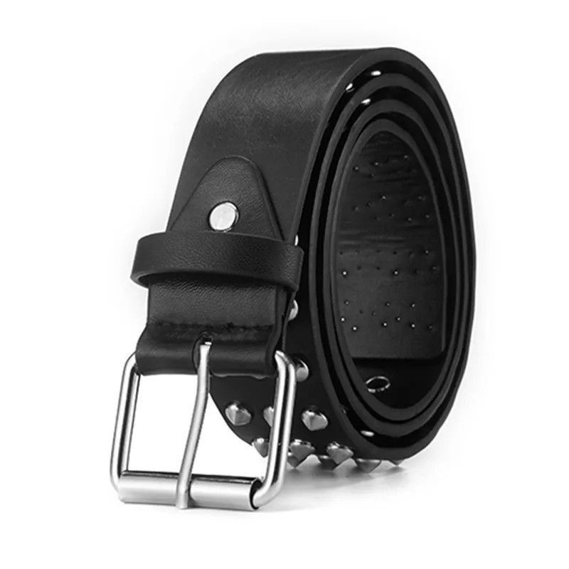 Other 110cm Round Studded Punk Biker Belt Size ONE SIZE - 3 Thumbnail