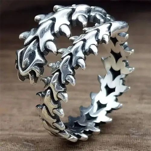 Jewelry × Vintage Spine Ring Skeleton Bones Goth Punk Rock Jewelry Chrome Size ONE SIZE - 2 Thumbnail