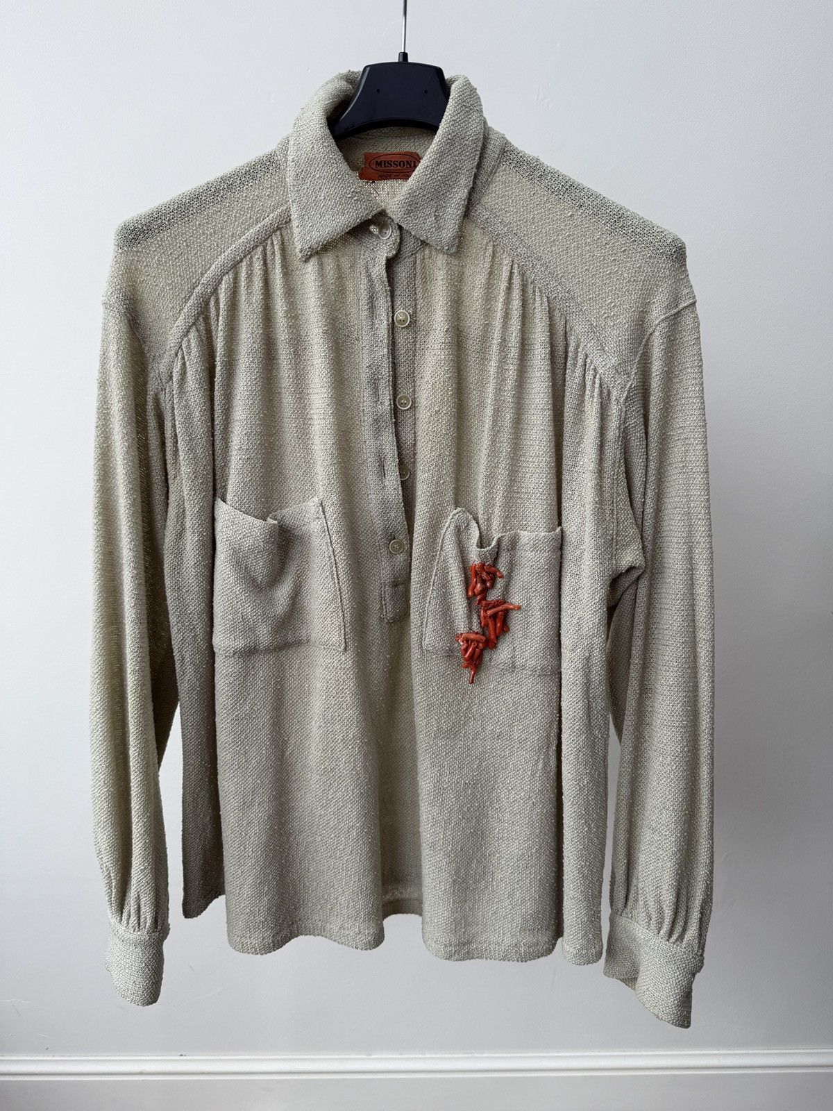 Missoni Vintage Missoni Made in Italy Knit Coral Detail Button Up Size M / US 6-8 / IT 42-44 - 2 Thumbnail
