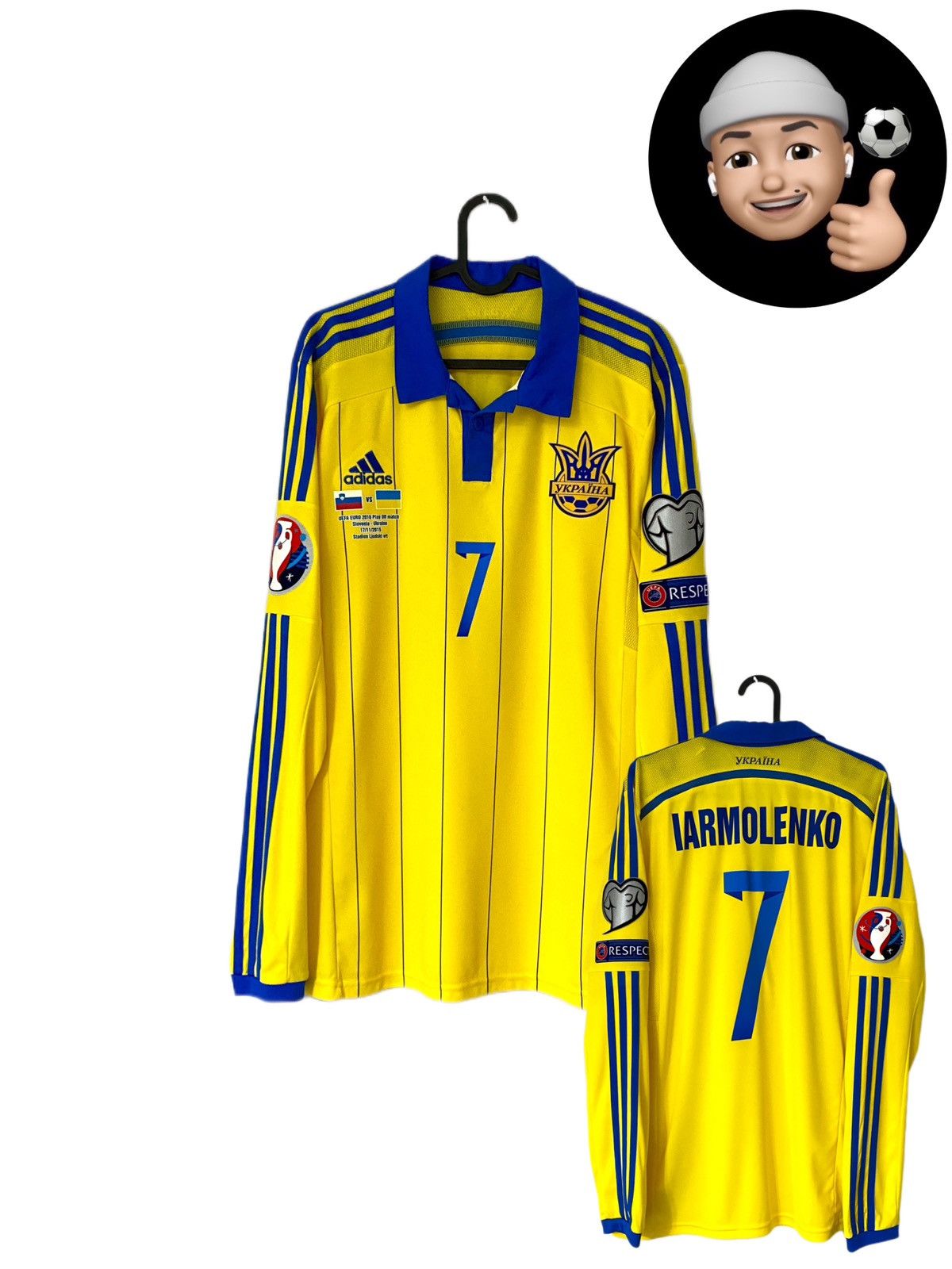 Adidas 2014 2016 GAME ISSUE Ukraine Yarmolenko Adidas Soccer Jersey Size US M / EU 48-50 / 2 - 1 Thumbnail