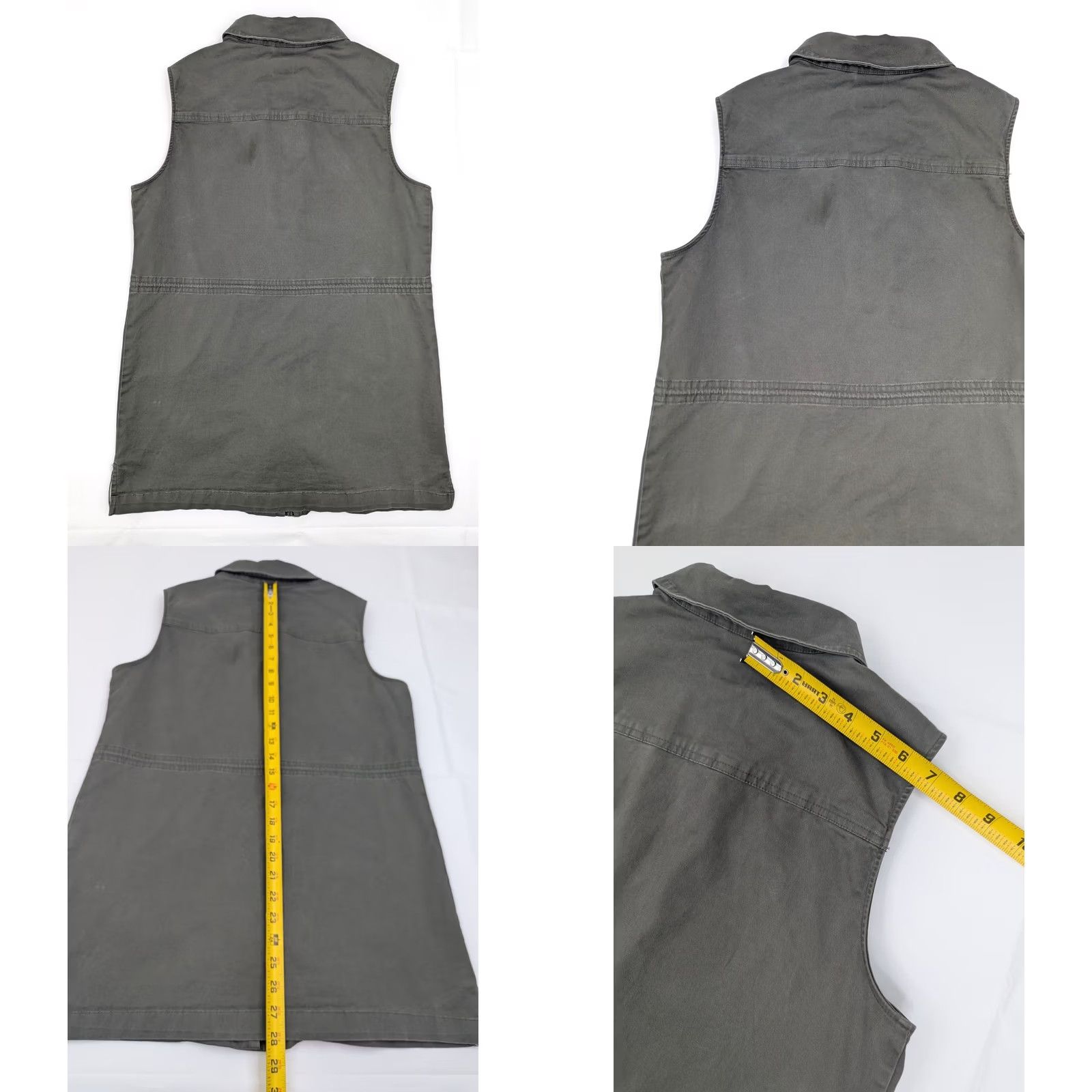 Vintage A New Day Field Canvas Vest Women S Olive Green Sleeveless Zip Pockets Button Long Jacket/Coat Size S / US 4 / IT 40 - 9 Thumbnail