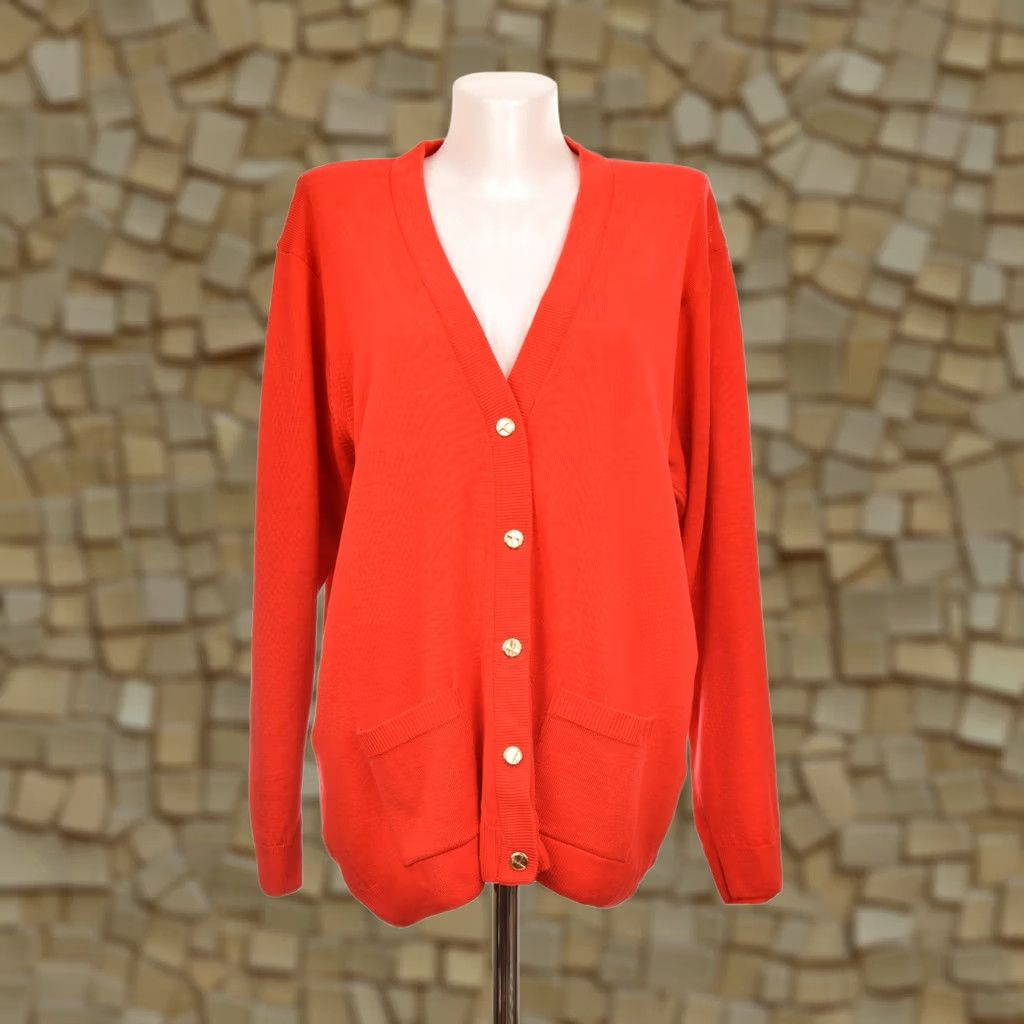 Vintage DDP Pitlochry Knitwear Pure New Wool Red Cardigan Size 18 Women Sweater, Cardigan, Red, Pitlochry, Size 18, Women Size XXL / US 16-18 / IT 52-54 - 1 Thumbnail