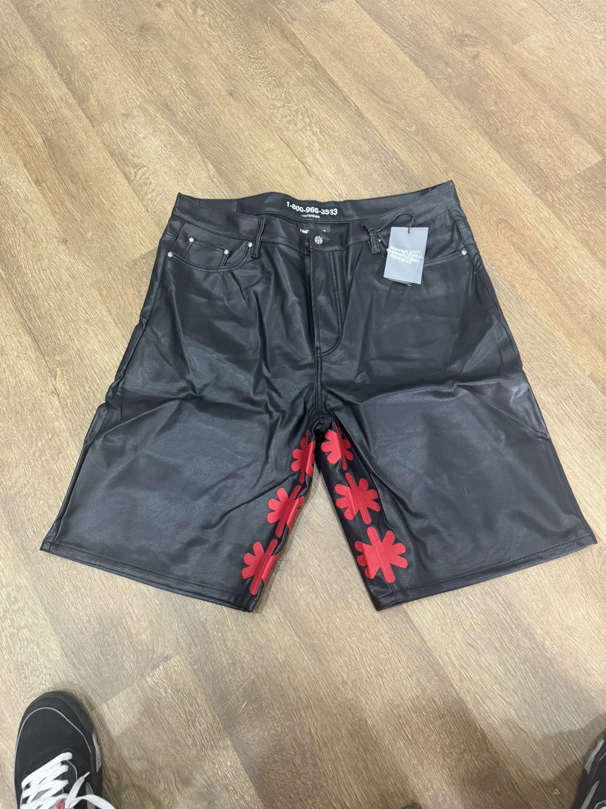 LOSTSHDWS Lostshdws Leather Shorts Black/Red Size US 40 / EU 56 - 1 Thumbnail