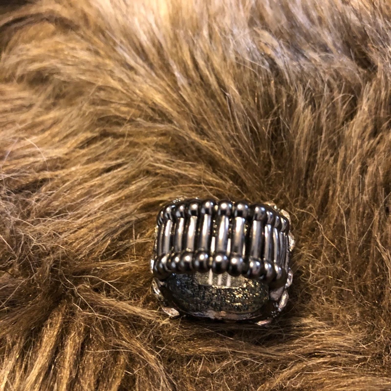 Jewelry Faceted dome rhinestone accent stretch ring Size ONE SIZE - 7 Thumbnail