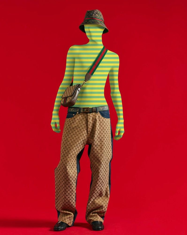 image of Gucci Gg-P Pattern Baggy Jean in Blue, Men's (Size 30)