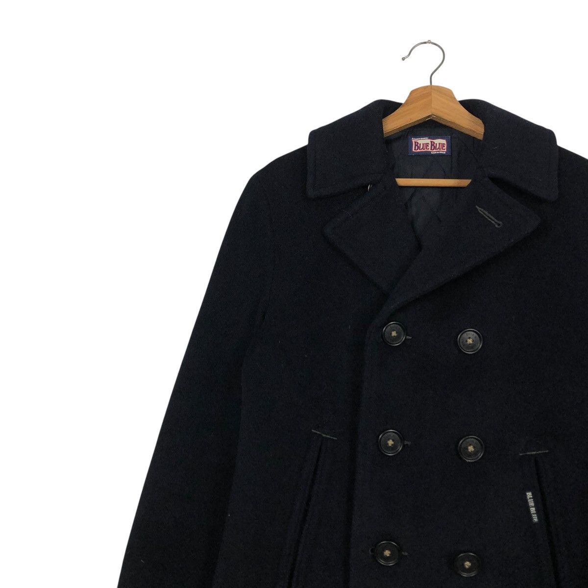 Blue Blue Japan 🔥VINTAGE WOOL PEA JACKET BLUE BLUE DOUBLE COLLAR Size US M / EU 48-50 / 2 - 6 Thumbnail