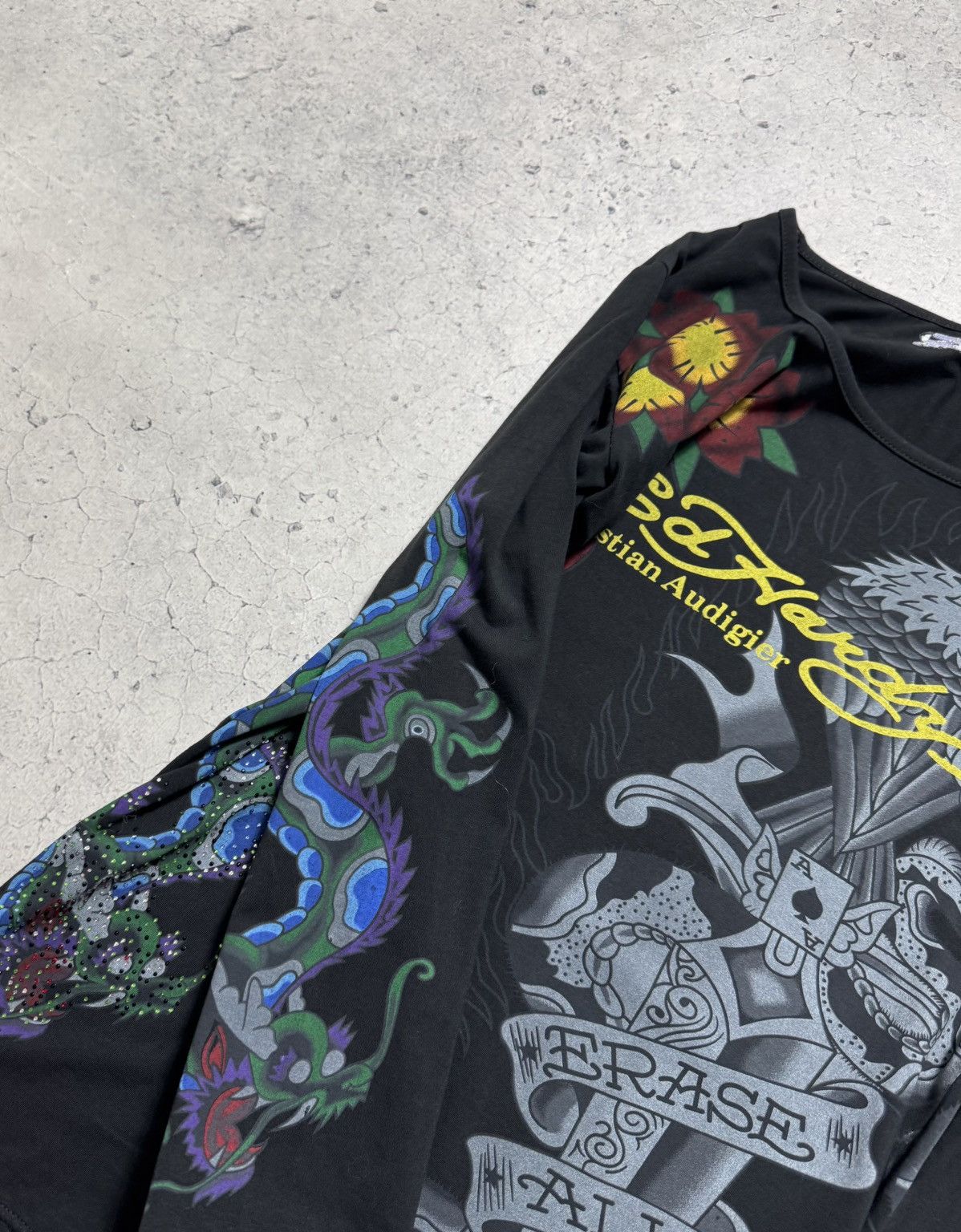 Ed Hardy Ed Hardy Christian Audigier Big Logo Over Print Longsleev Size US XS / EU 42 / 0 - 6 Thumbnail