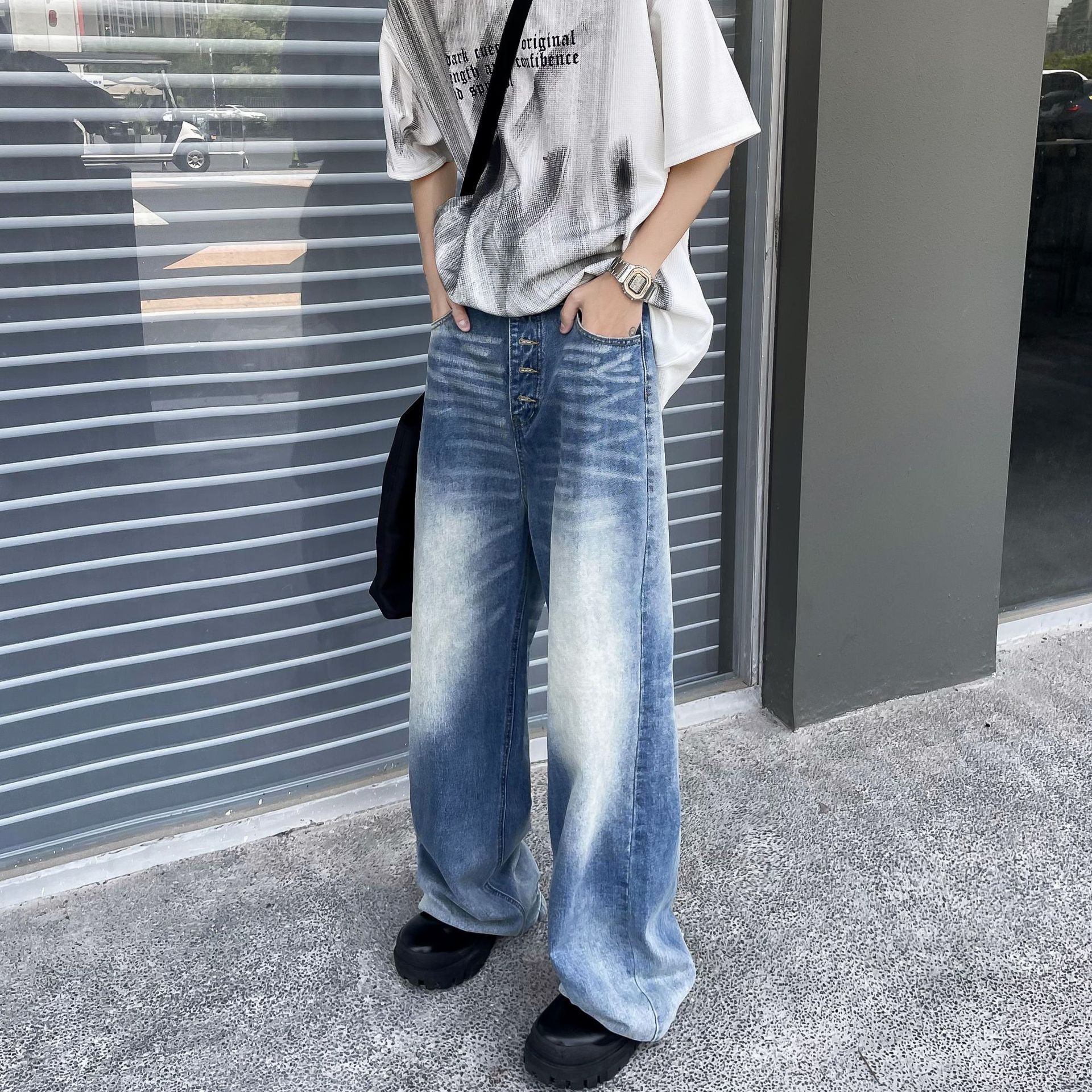 Japanese Brand × Jean Retro casual loose straight leg wide leg jeans Size US 32 / EU 48 - 3 Thumbnail