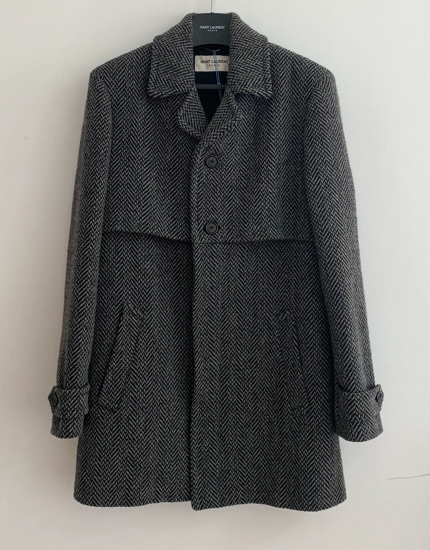 Saint Laurent Paris SAINT LAURENT SLP 17FW Gray Wool Double Layer Coat 48 Size US M / EU 48-50 / 2 - 1 Thumbnail