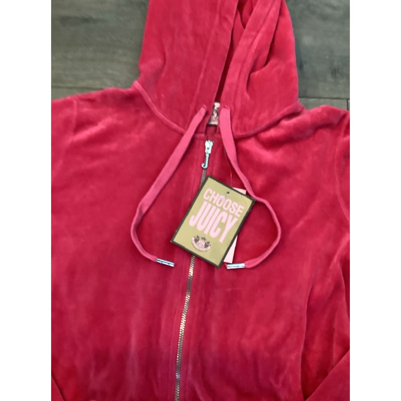 Juicy Couture Juicy Couture Velour Pink Long Sleeve Track Jacket Hoodie L Women Regular Fit Zip Hooded Solid Pink Vintage: No 90s? No, New with tags Size L / US 10 / IT 46 - 4 Thumbnail
