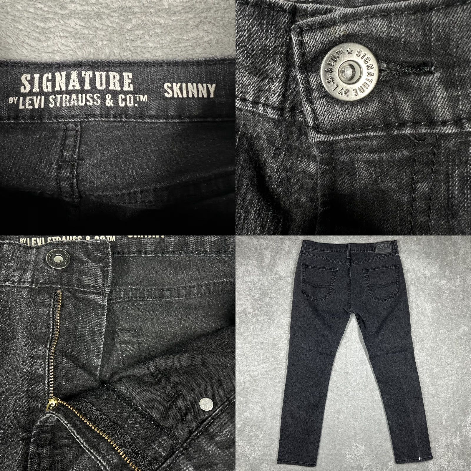 Levi's Levi's Signature Skinny Jeans Men's W34 L32 Zipper Fly Black 34x30 5-Pocket Logo Paint Stain Size US 34 / EU 50 - 8 Thumbnail