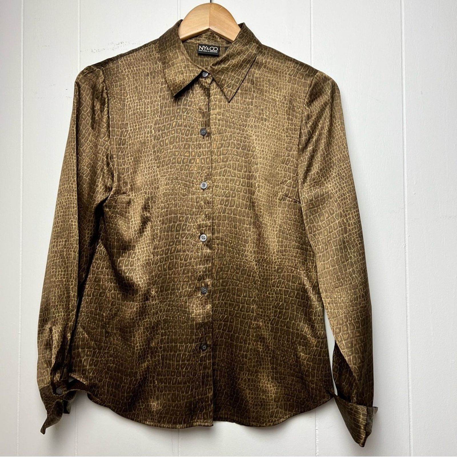 Vintage Silk Brown Giraffe Print Cuff Sleeve Blouse Womens Small Size S / US 4 / IT 40 - 8 Thumbnail