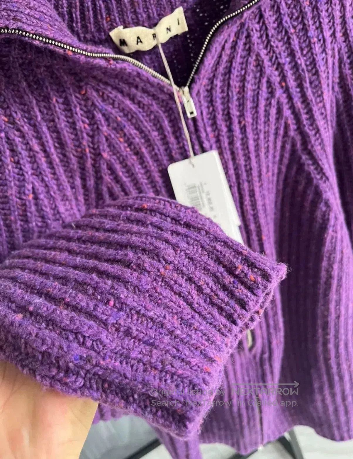 Marni Marni Purple Wool Cardigan Sweater. Size L / US 10 / IT 46 - 2 Thumbnail