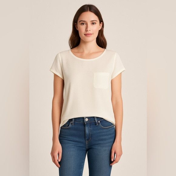 Joie Joie White Silk Short Sleeve Blouse with Pocket - Size Small Size S / US 4 / IT 40 - 1 Thumbnail