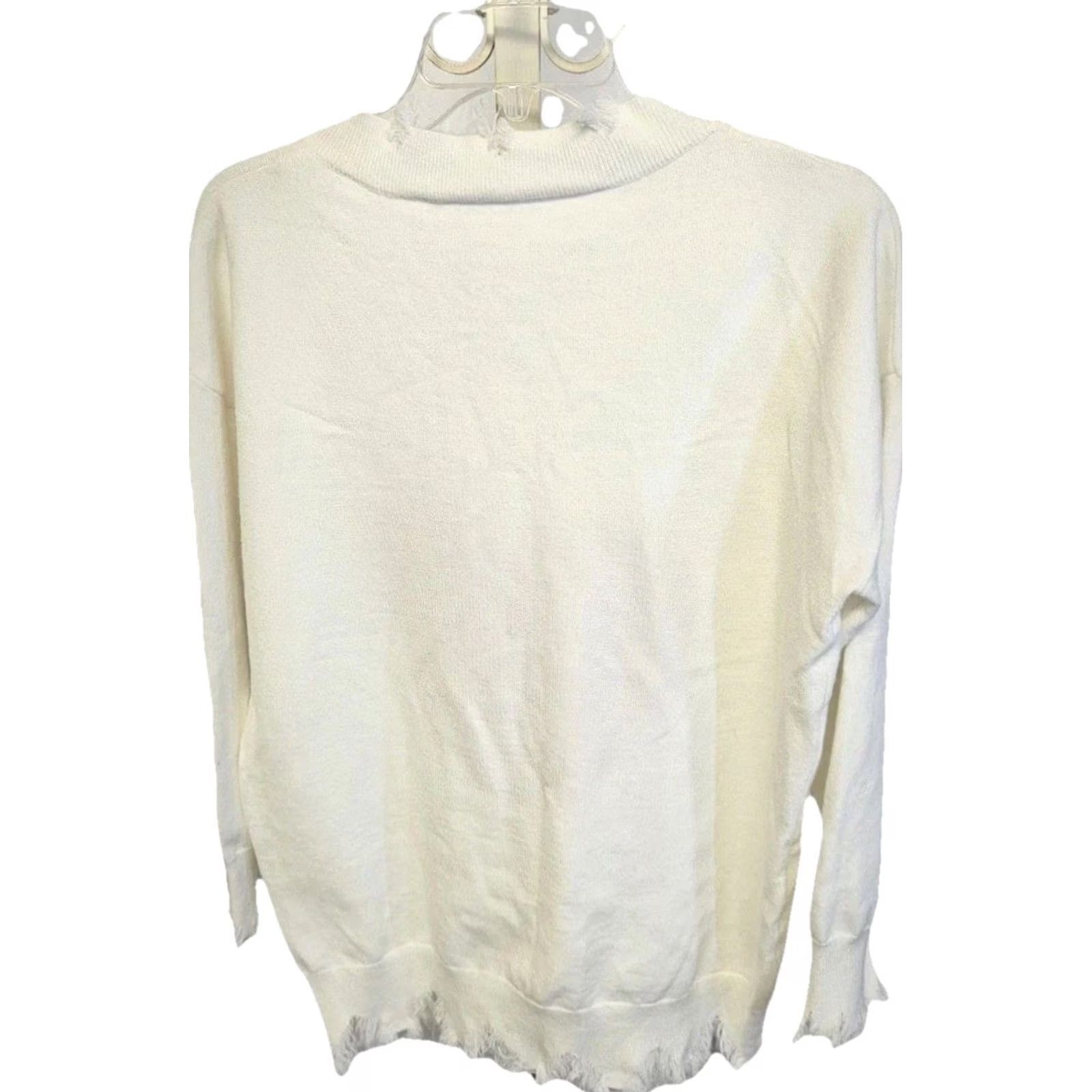 Vintage Women’s Heart Sweater Cream Knit Pullover Pink Heart Graphic Frayed L White Size L / US 10 / IT 46 - 2 Thumbnail
