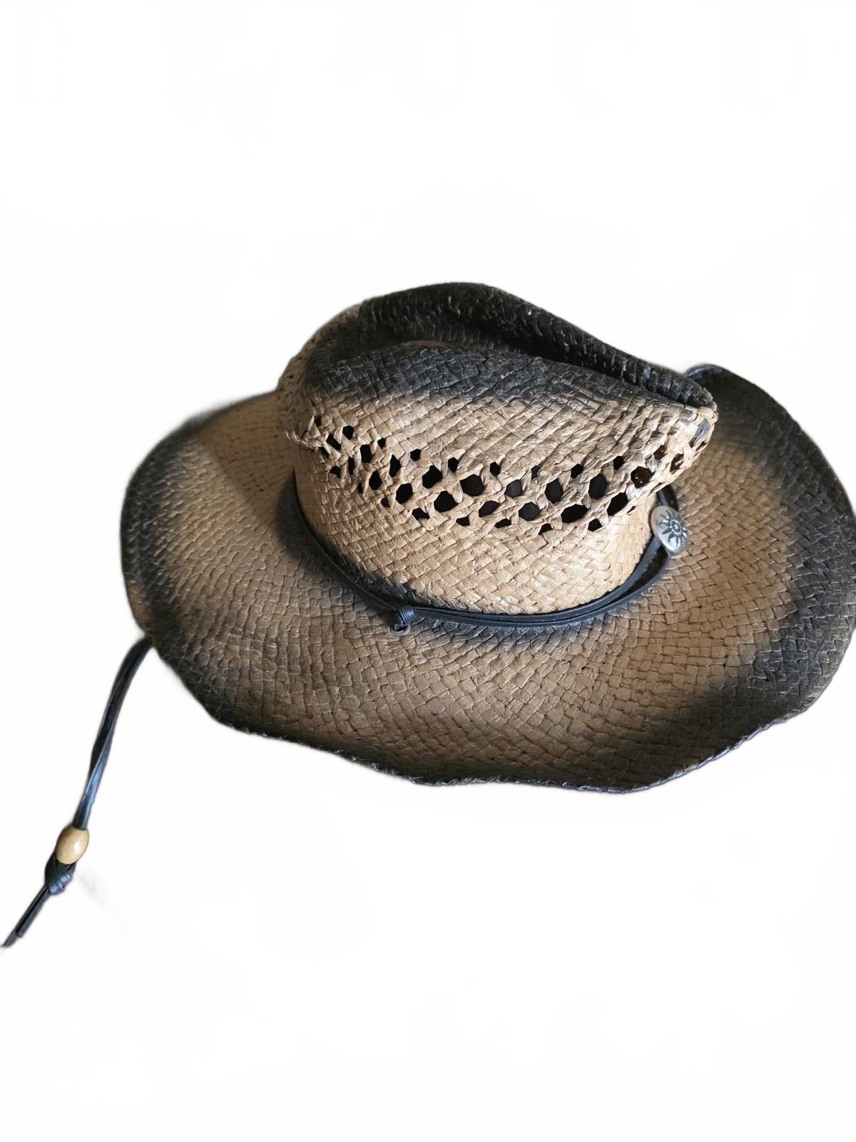 Other JHATS Unisex Straw Cowboy Hat Western Chin Strap Distressed Size ONE SIZE - 11 Thumbnail