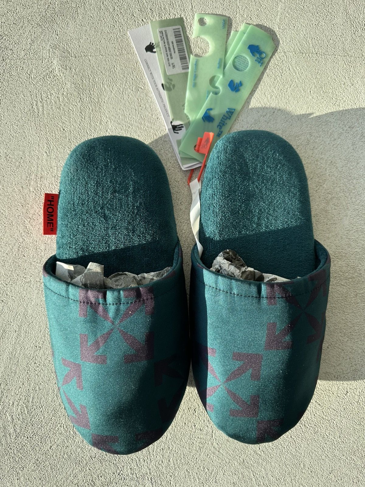 Off-White Off-White Arrow Silk Slippers Slides Green Size US 9.5 / EU 42-43 - 2 Thumbnail