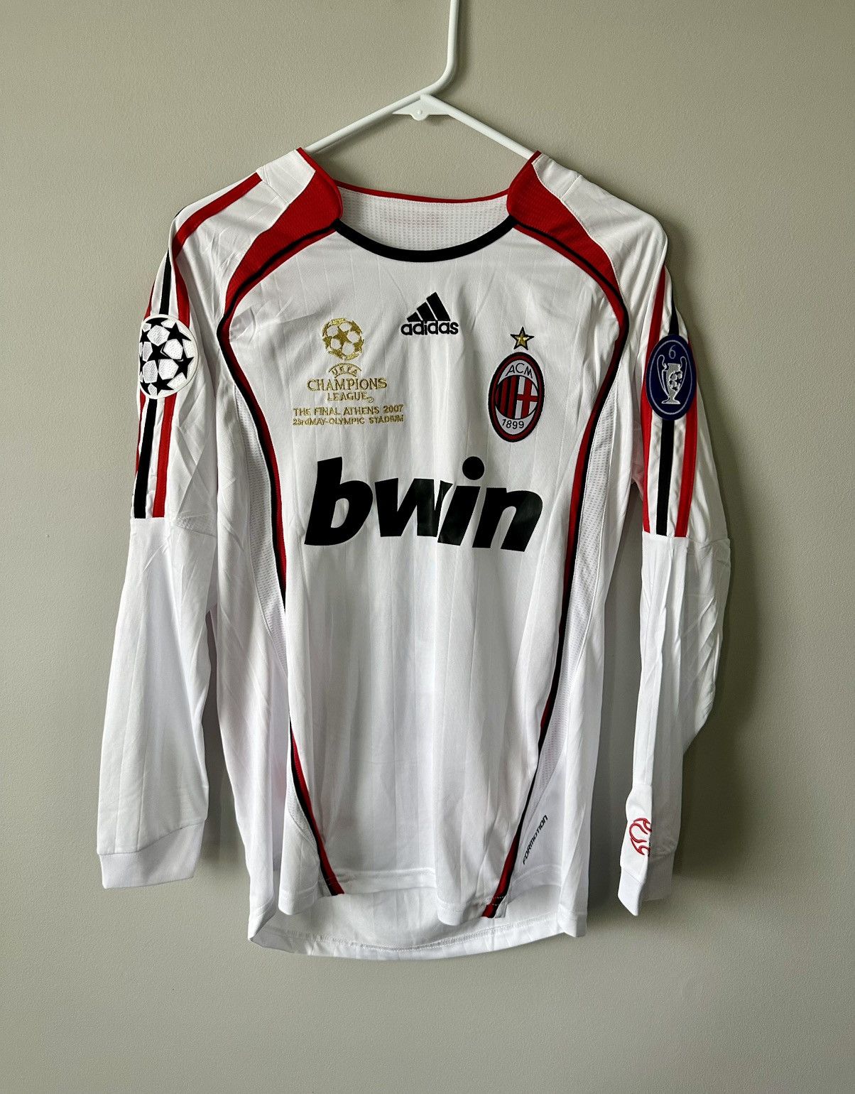 Champions League White Long Sleeve Soccer Jersey KAKA AC Milan