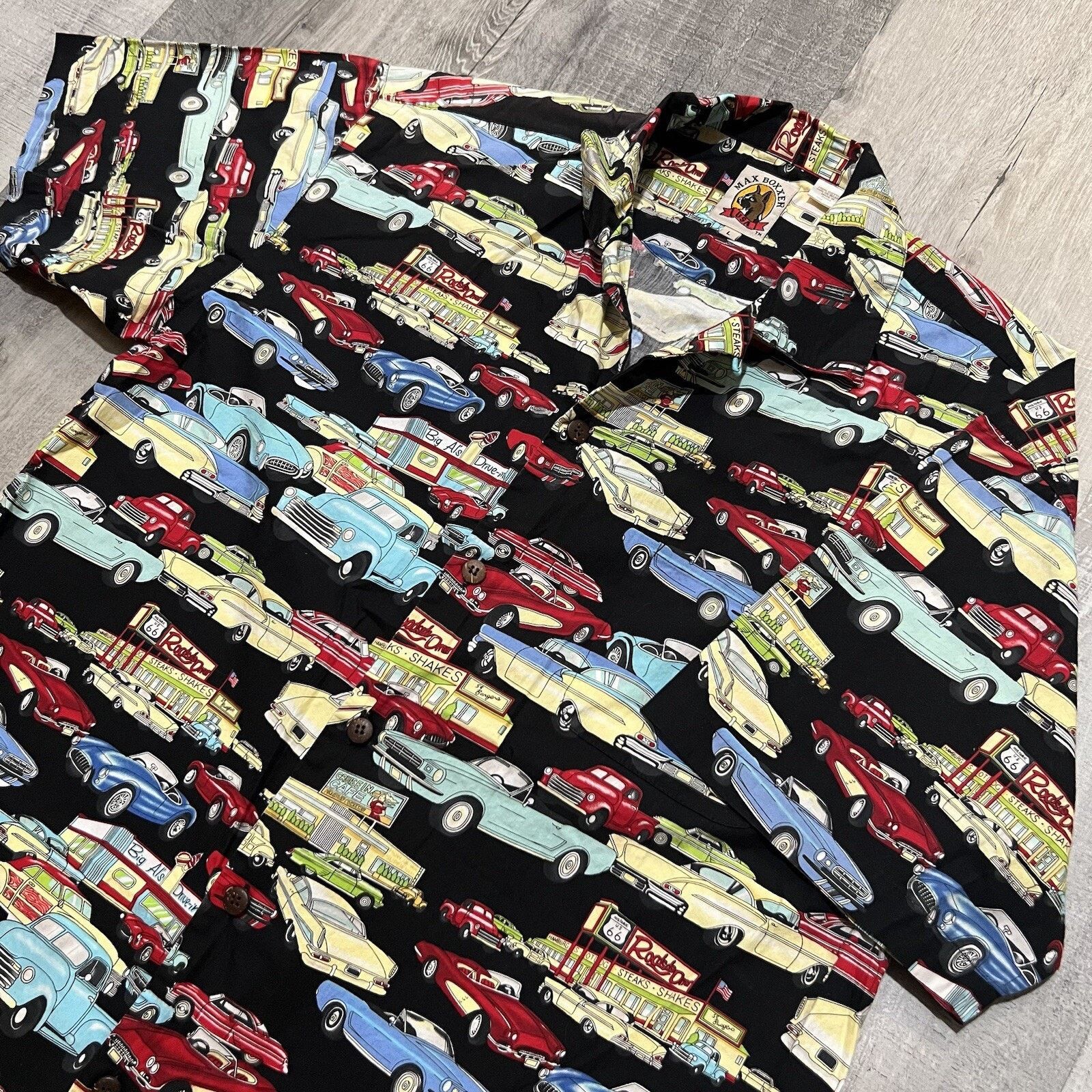 Vintage Max Boxxer Route 66 Classic Cars Loop Collar Shirt L Size US L / EU 52-54 / 3 - 3 Thumbnail