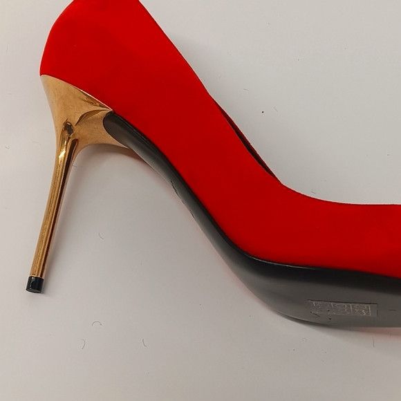 Balmain Balmain Women's Red Ruby Decollete Stiletto Heels - EU37/US7 Size US 7 / IT 37 - 14 Thumbnail